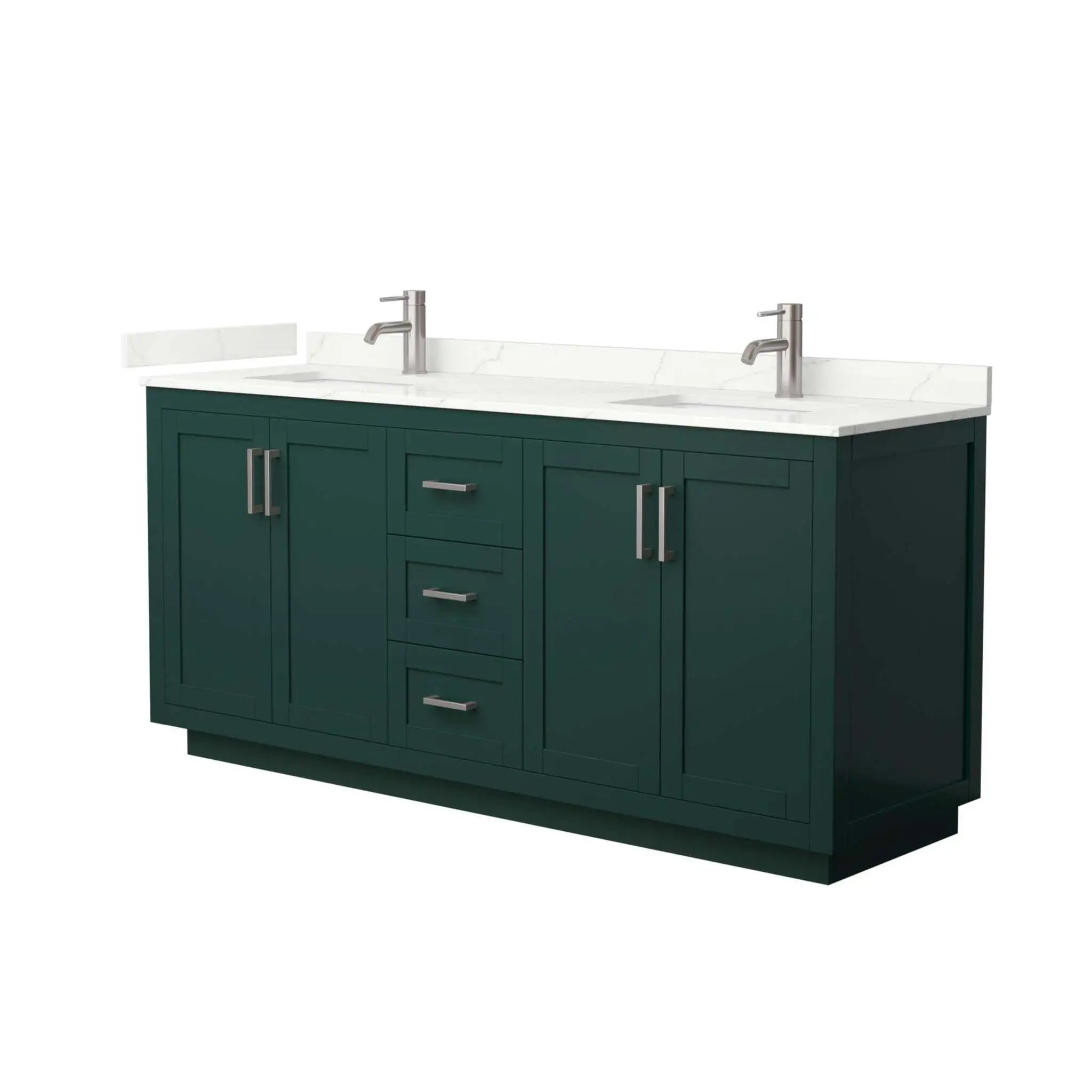 72" Miranda Double Bathroom Vanity in Green with Brushed Nickel Trim by Wyndham
