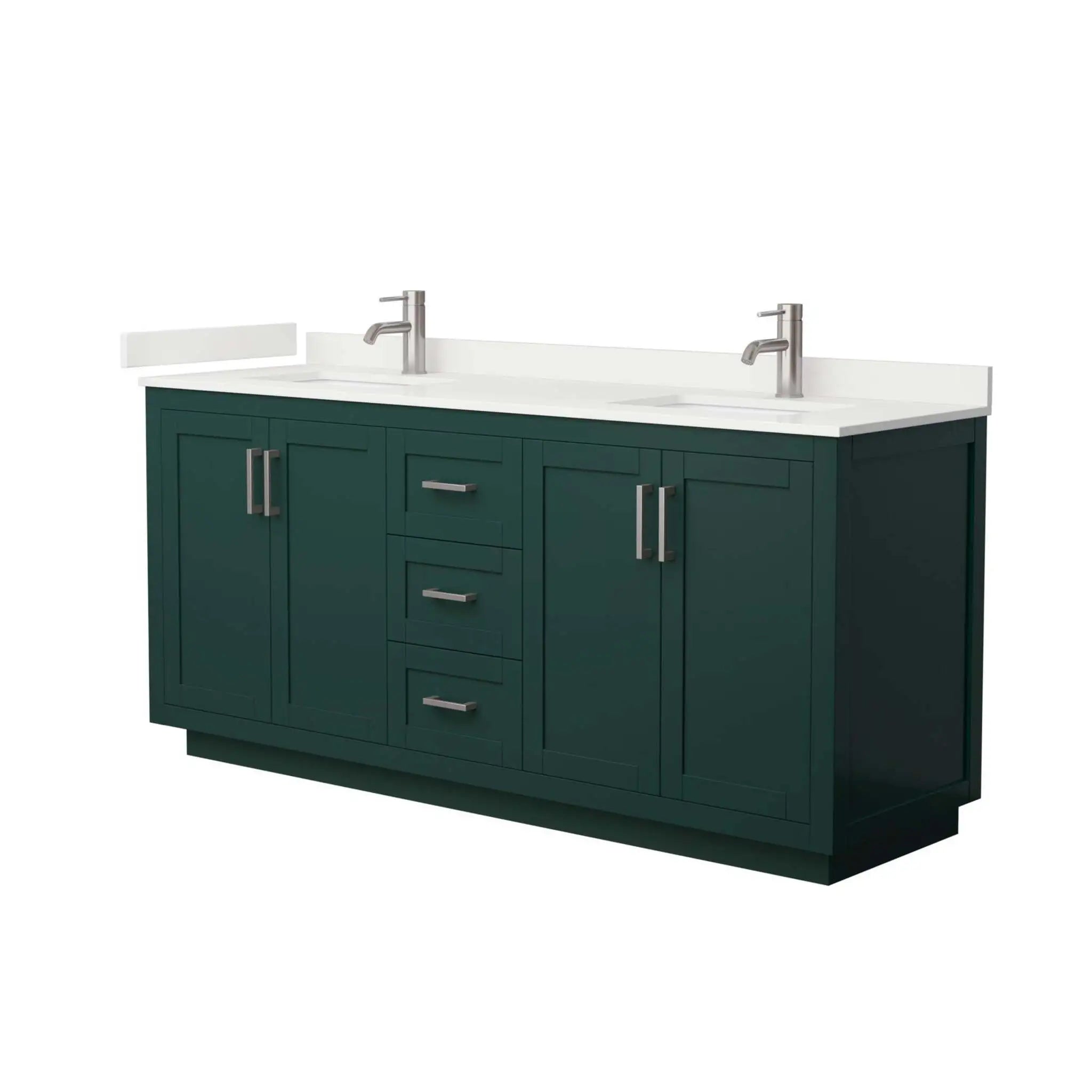 72" Miranda Double Bathroom Vanity in Green with Brushed Nickel Trim by Wyndham