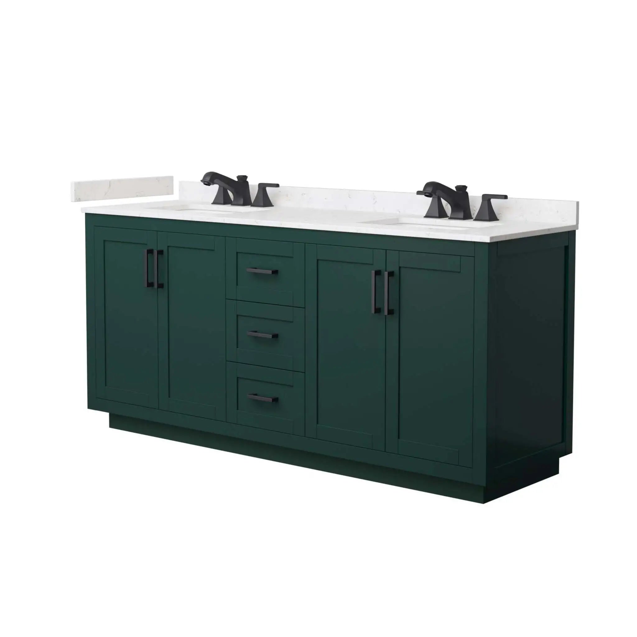 72" Miranda Double Bathroom Vanity in Green with Matte Black Trim by Wyndham
