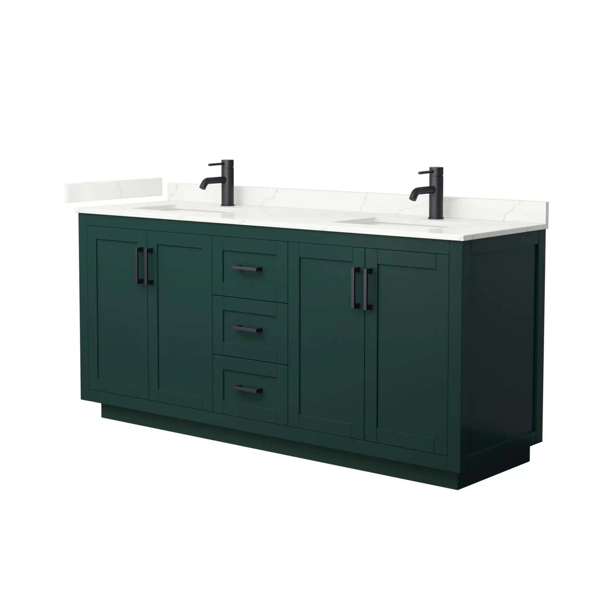 72" Miranda Double Bathroom Vanity in Green with Matte Black Trim by Wyndham
