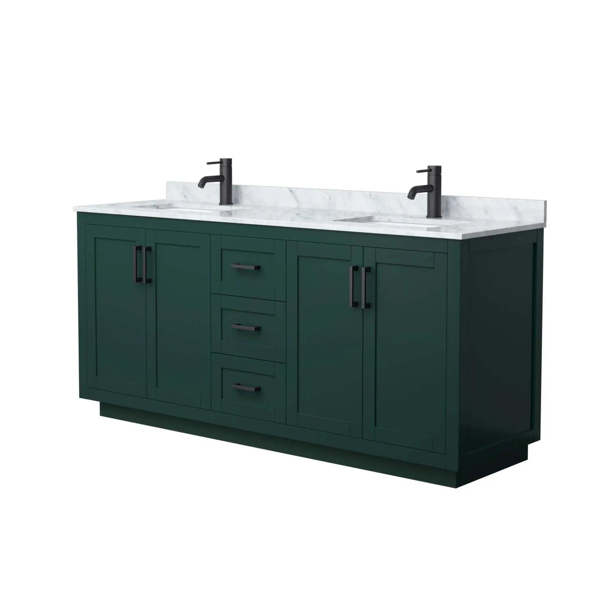 72" Miranda Double Bathroom Vanity in Green with Matte Black Trim by Wyndham