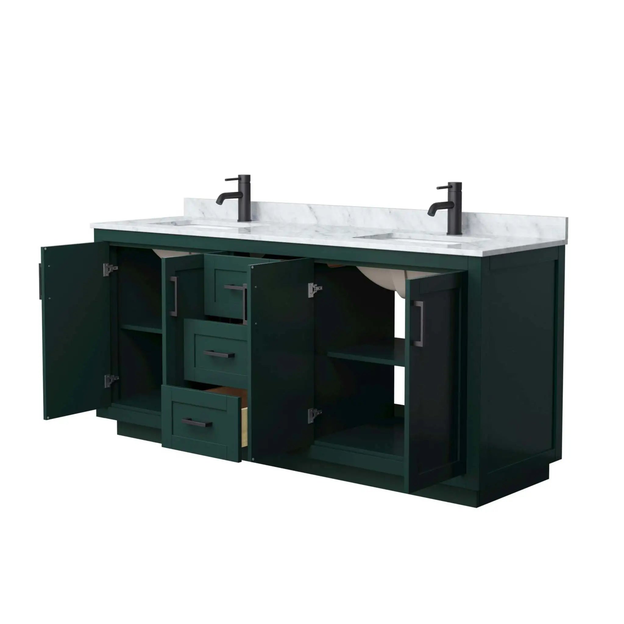 72" Miranda Double Bathroom Vanity in Green with Matte Black Trim by Wyndham