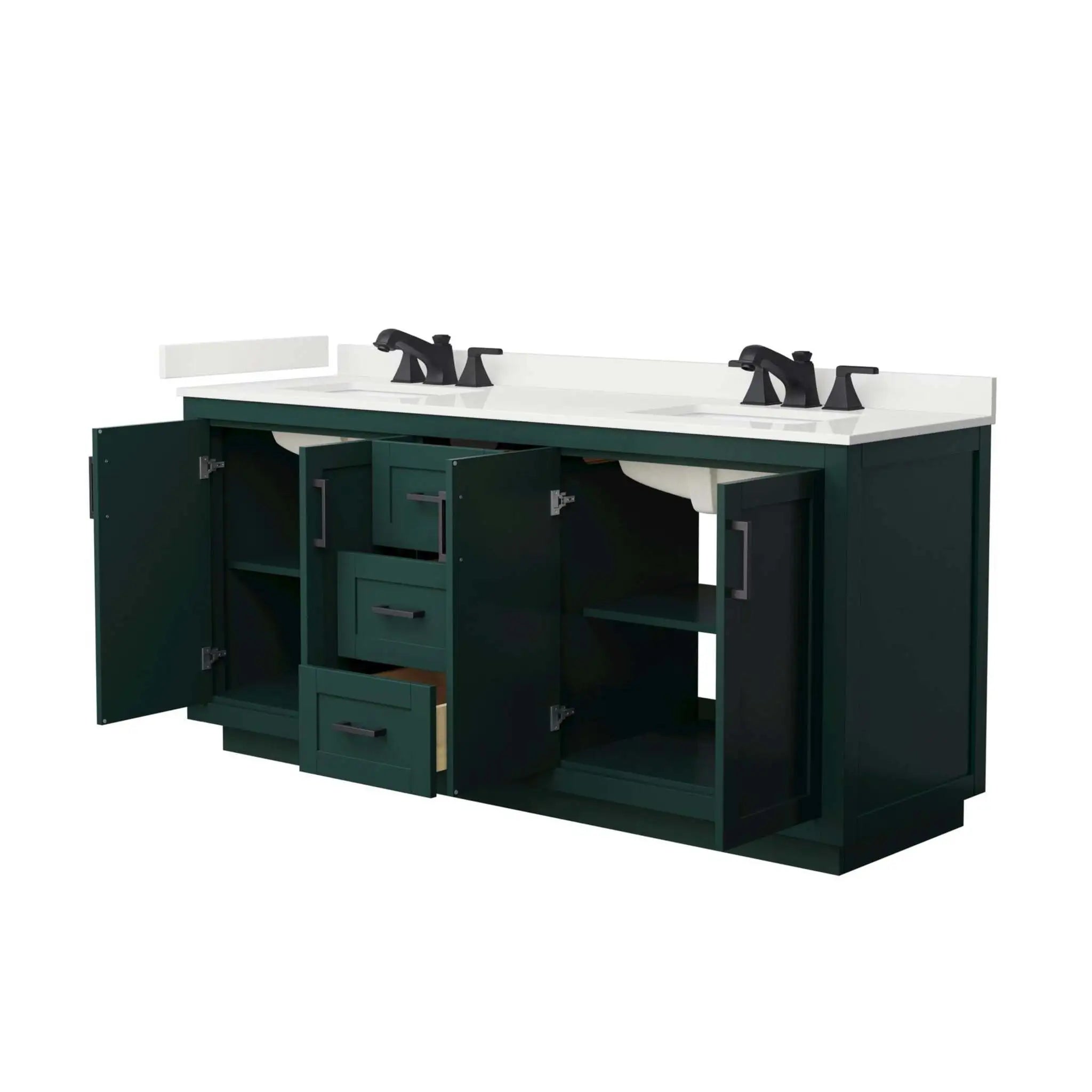 72" Miranda Double Bathroom Vanity in Green with Matte Black Trim by Wyndham