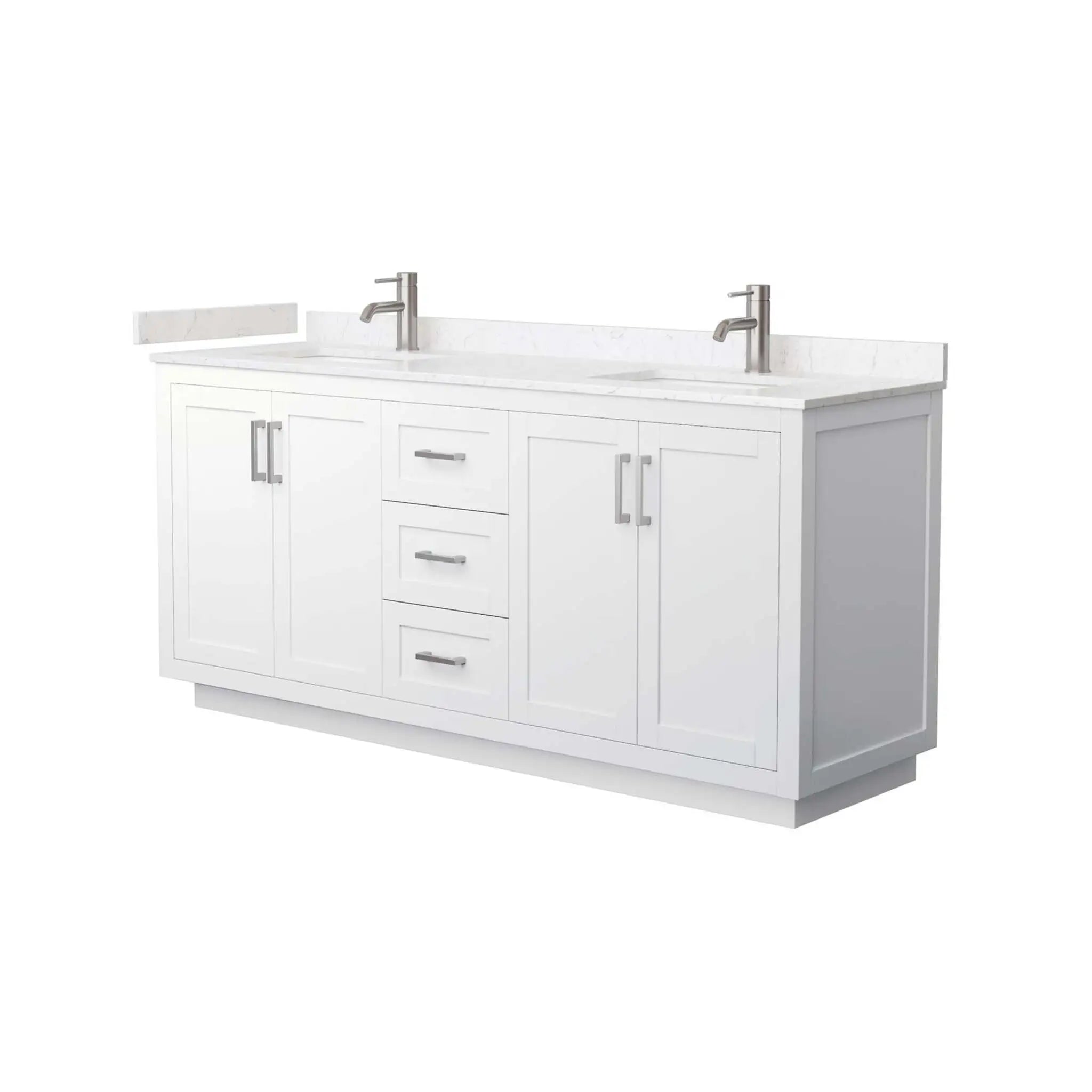 72" Miranda Double Bathroom Vanity in White with Brushed Nickel Trim by Wyndham