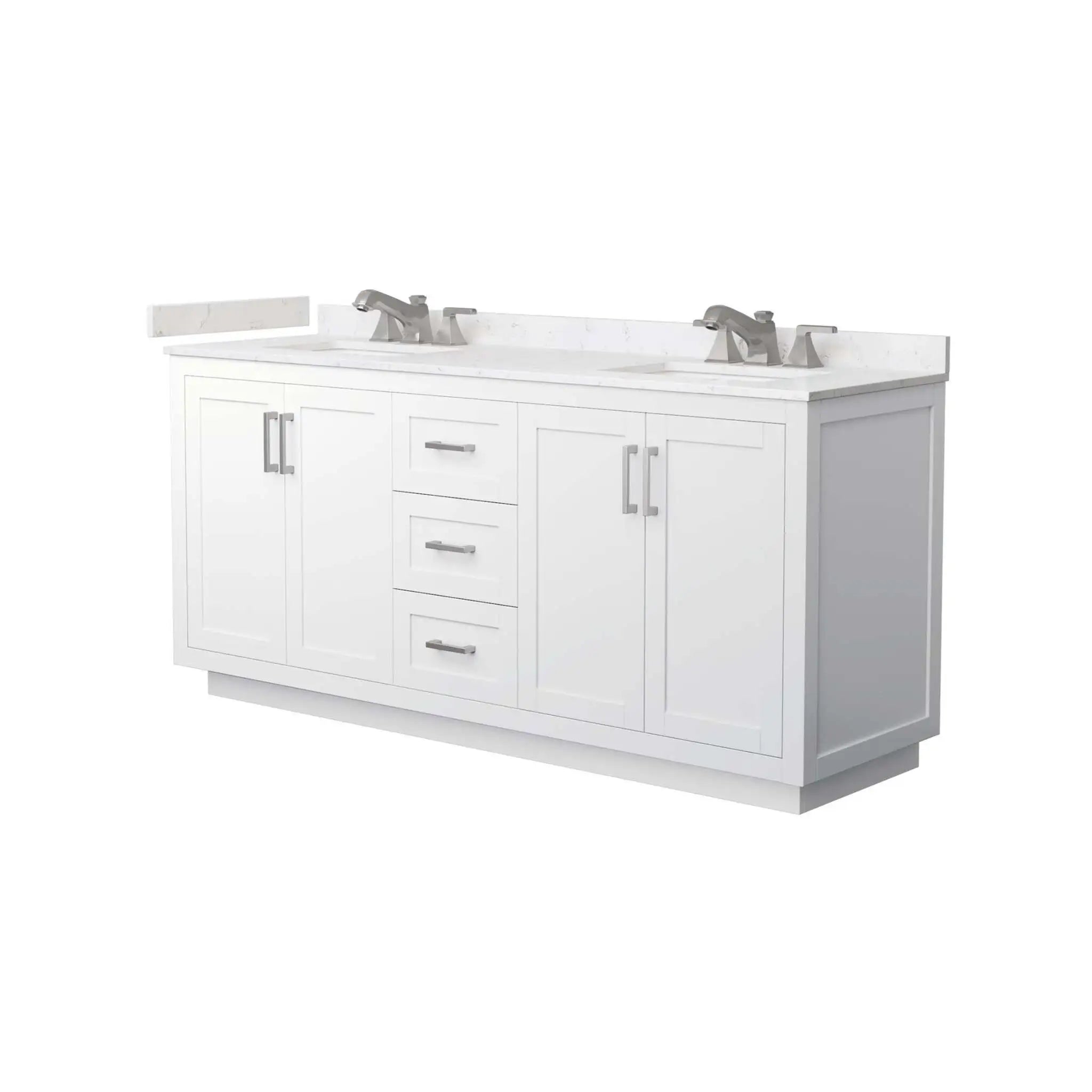 72" Miranda Double Bathroom Vanity in White with Brushed Nickel Trim by Wyndham