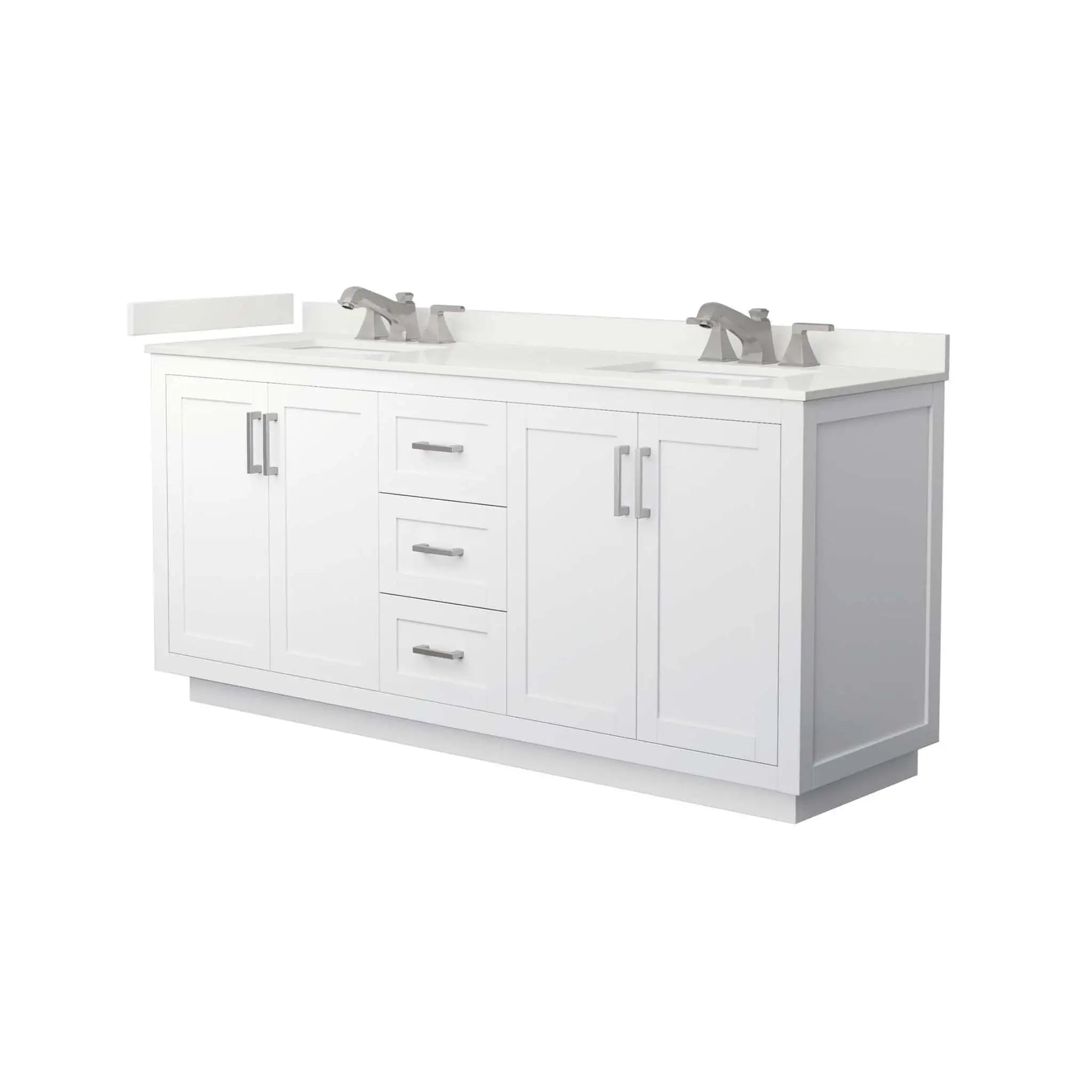 72" Miranda Double Bathroom Vanity in White with Brushed Nickel Trim by Wyndham