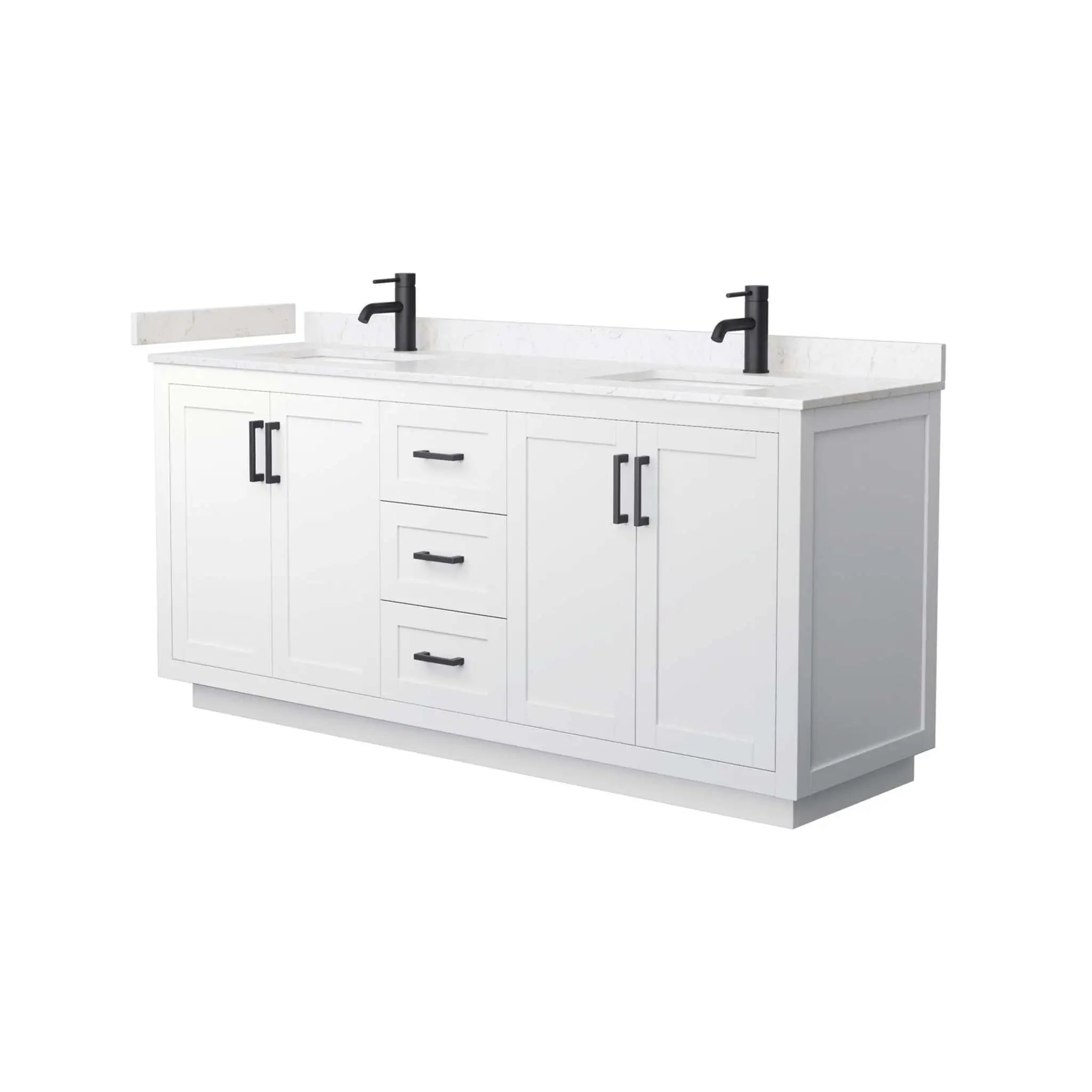 72" Miranda Double Bathroom Vanity in White with Matte Black Trim by Wyndham