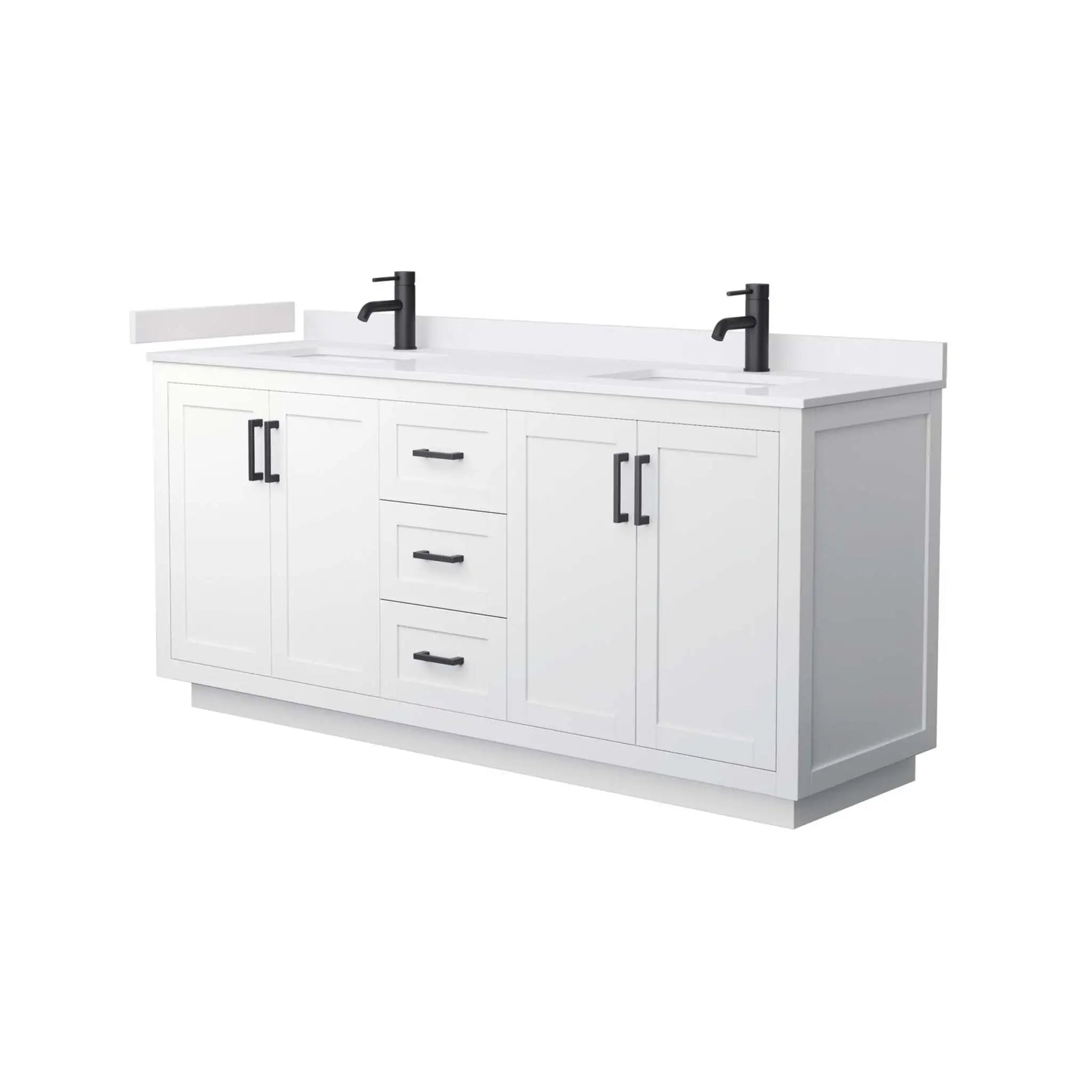 72" Miranda Double Bathroom Vanity in White with Matte Black Trim by Wyndham