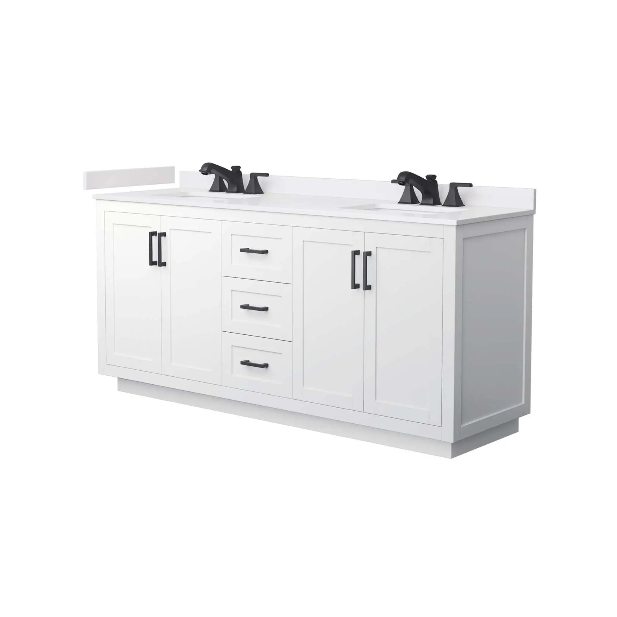72" Miranda Double Bathroom Vanity in White with Matte Black Trim by Wyndham