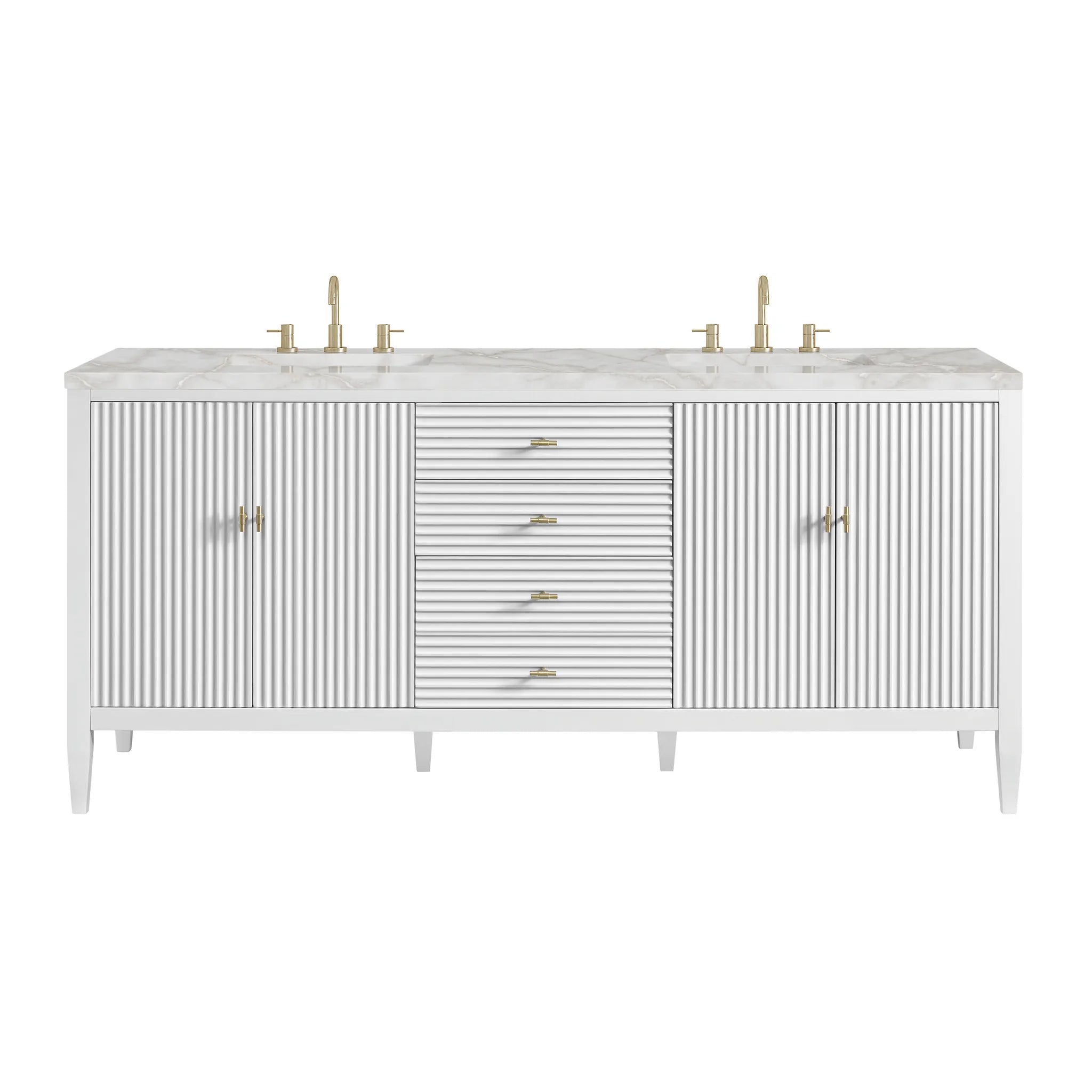 72" Myrrin Vanity in Bright White-Victorian Silver Silestone-8" Widespread image
