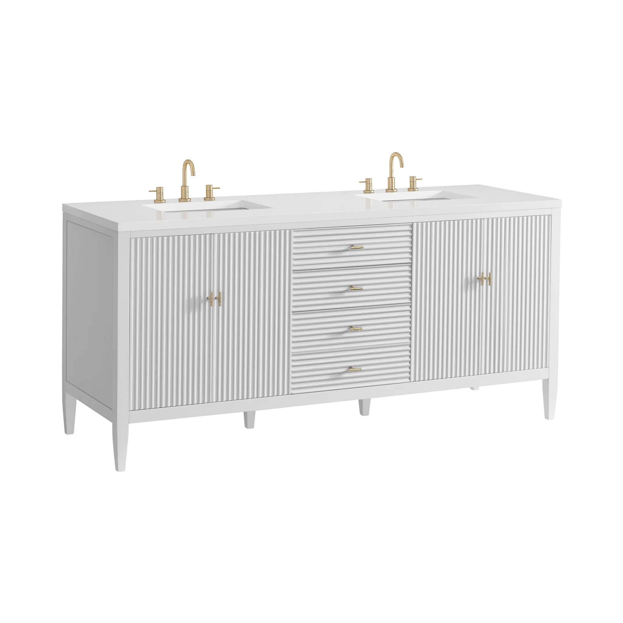 72" Myrrin Vanity in Bright White-White Zeus Silestone-8" Widespread image 11