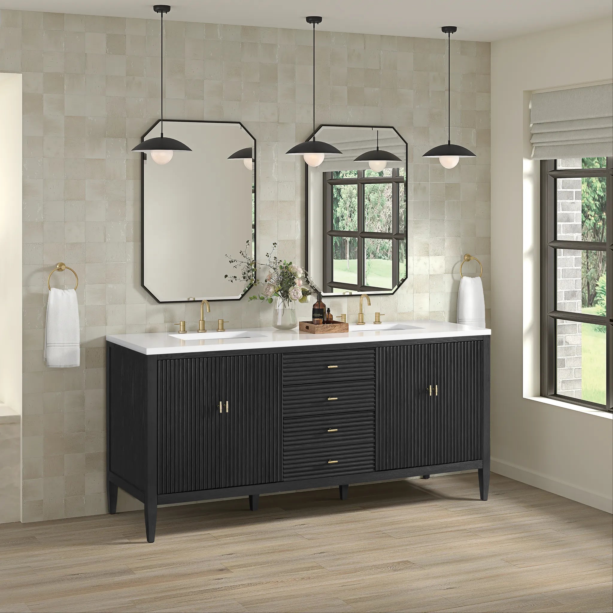 72" Myrrin Vanity in Carbon Oak-Cabinet Only-Not Available image 3