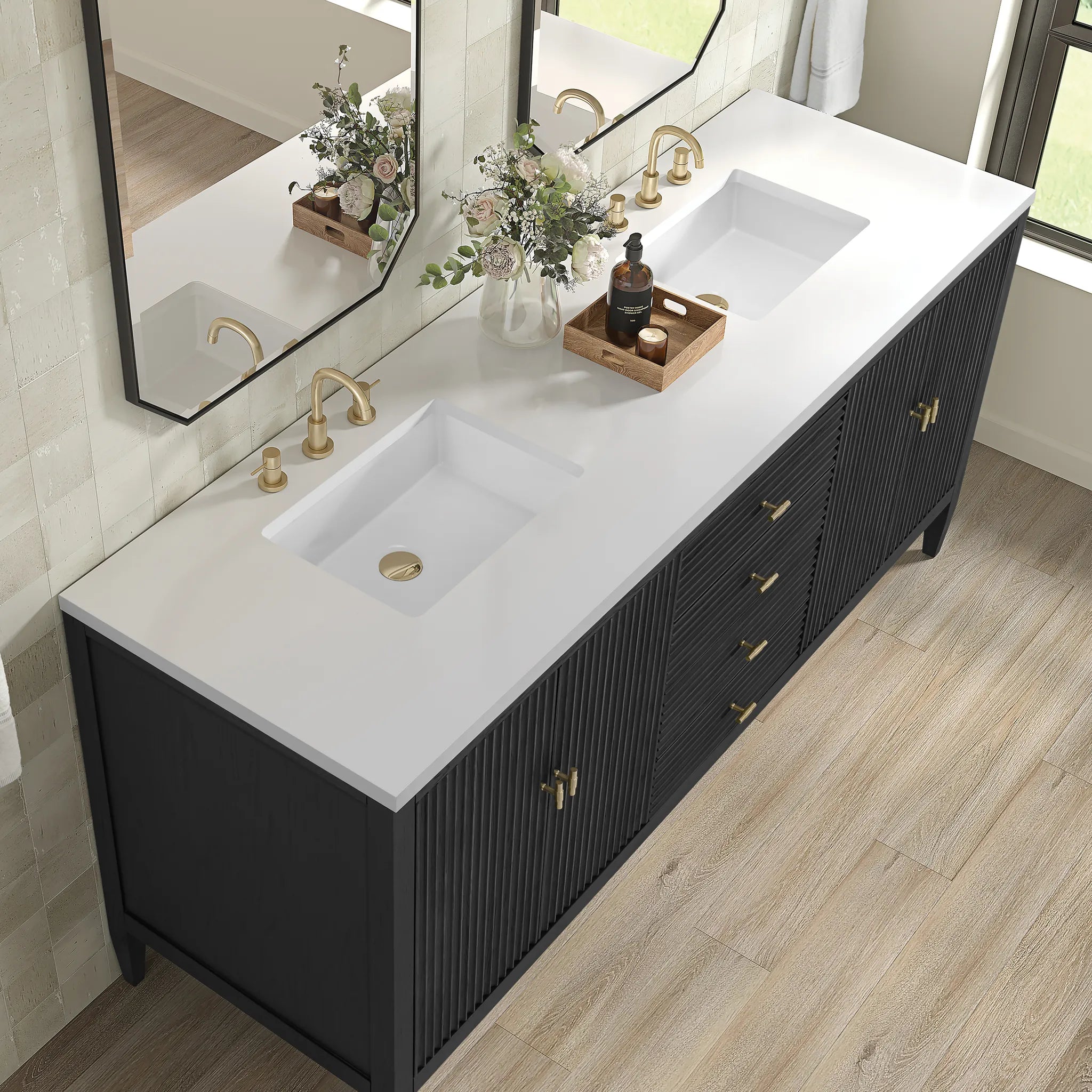 72" Myrrin Vanity in Carbon Oak-Cabinet Only-Not Available image 6