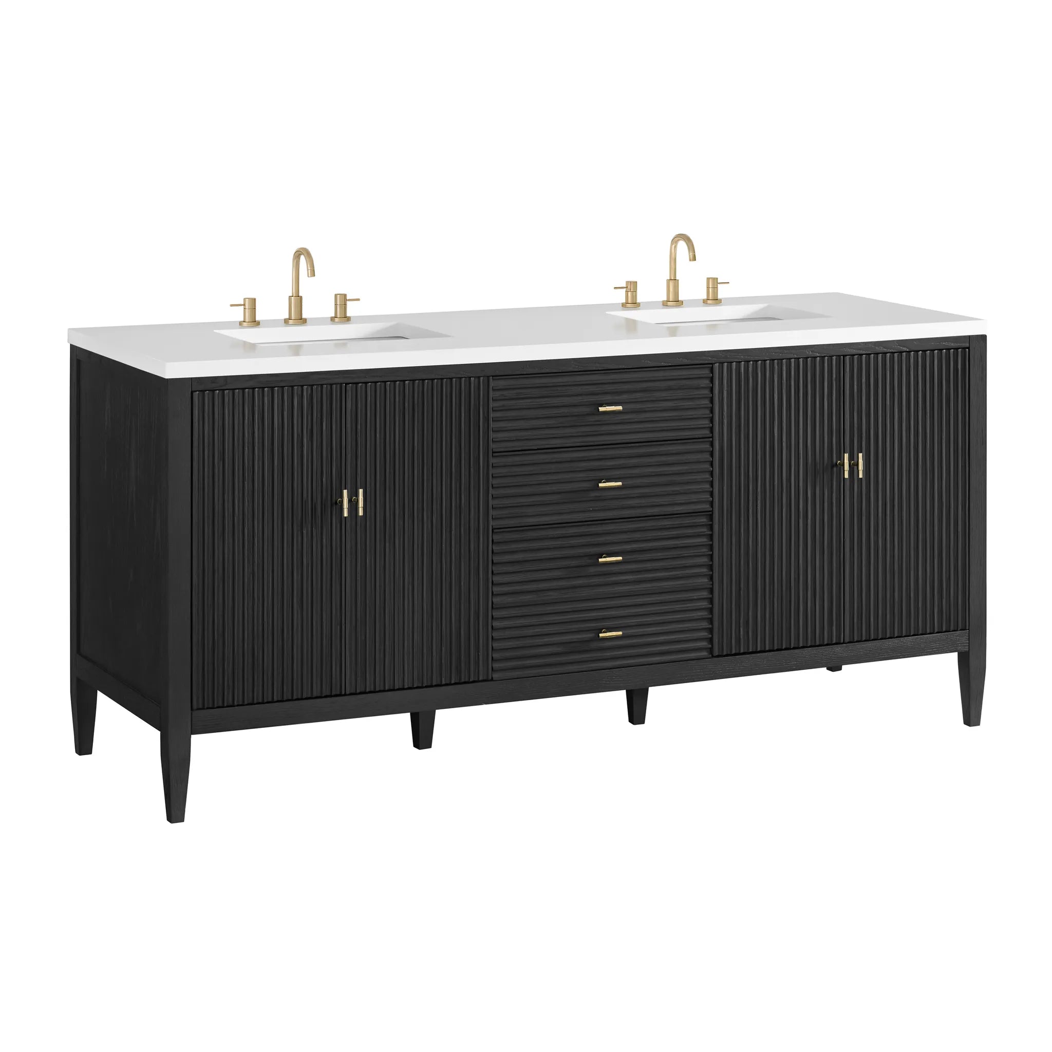 72" Myrrin Vanity in Carbon Oak-White Zeus Silestone-8" Widespread image 11