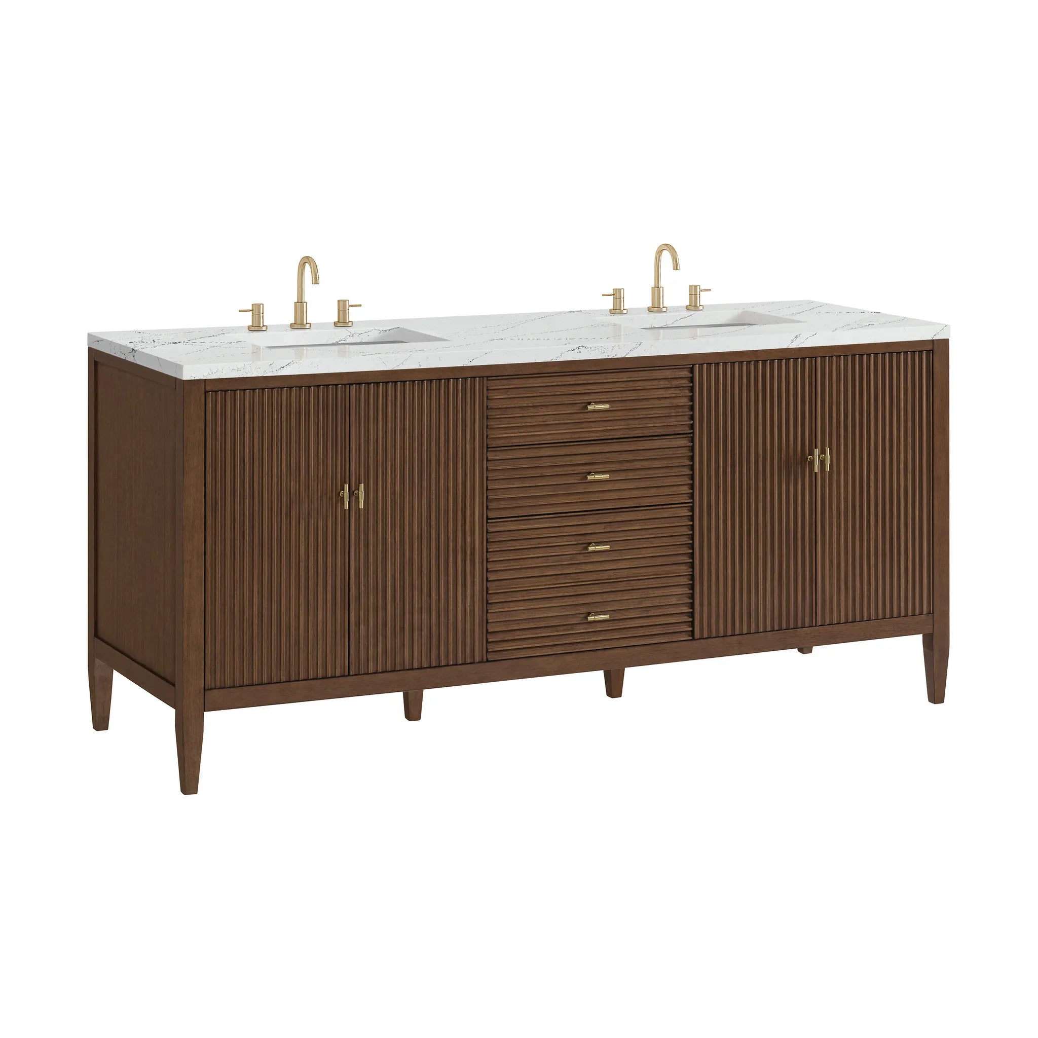 72" Myrrin Vanity in Mid Century Walnut-Ethereal Noctis Silestone-8" Widespread image 9