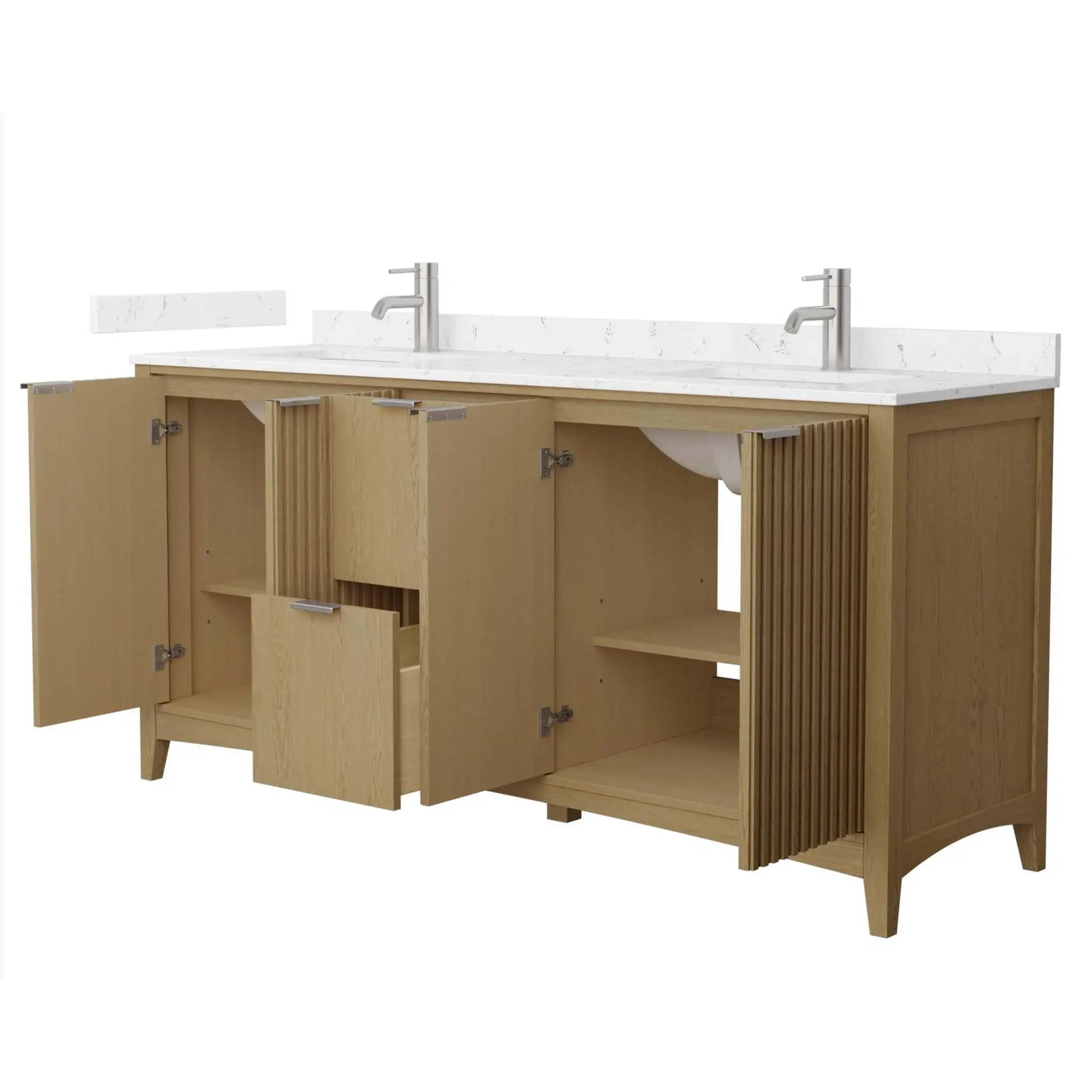 72" Palmilla Double Bathroom Vanity in Natural Oak with Brushed Nickel Trim by Wyndham