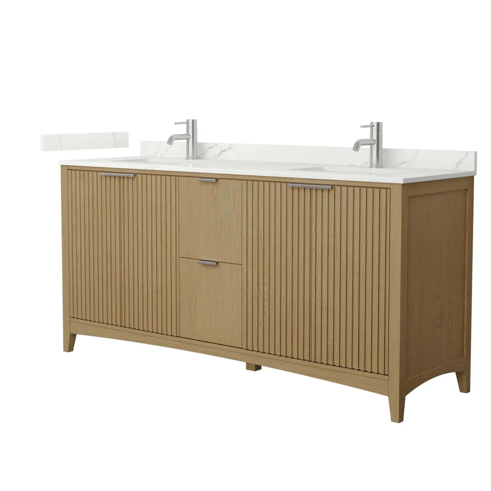 72" Palmilla Double Bathroom Vanity in Natural Oak with Brushed Nickel Trim by Wyndham