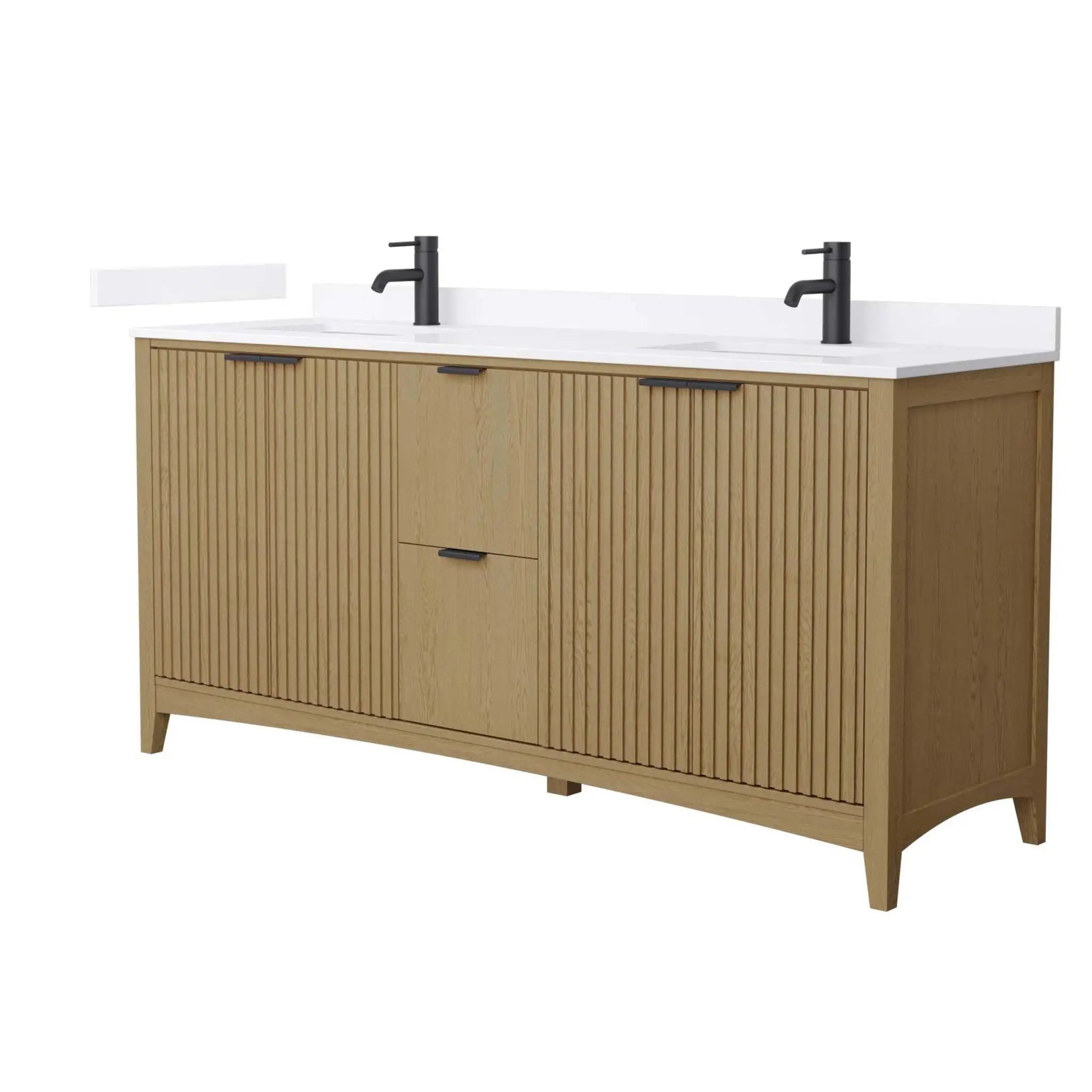 72" Palmilla Double Bathroom Vanity in Natural Oak with Matte Black Trim by Wyndham