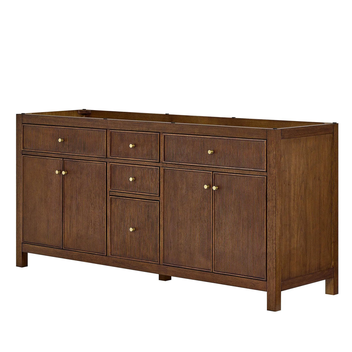 72" Pendry Double Bathroom Vanity Dark Walnut Brushed Gold Trim by wyndham View 36