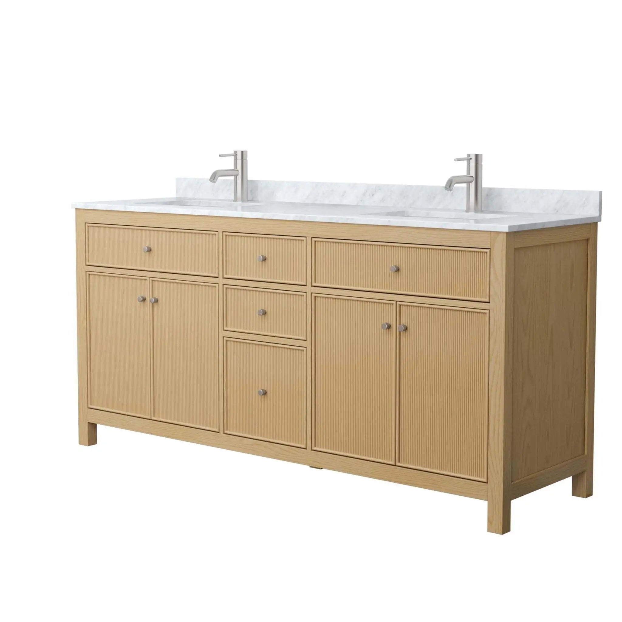 72" Pendry Double Bathroom Vanity in Tanned Oak with Brushed Nickel Trim by Wyndham