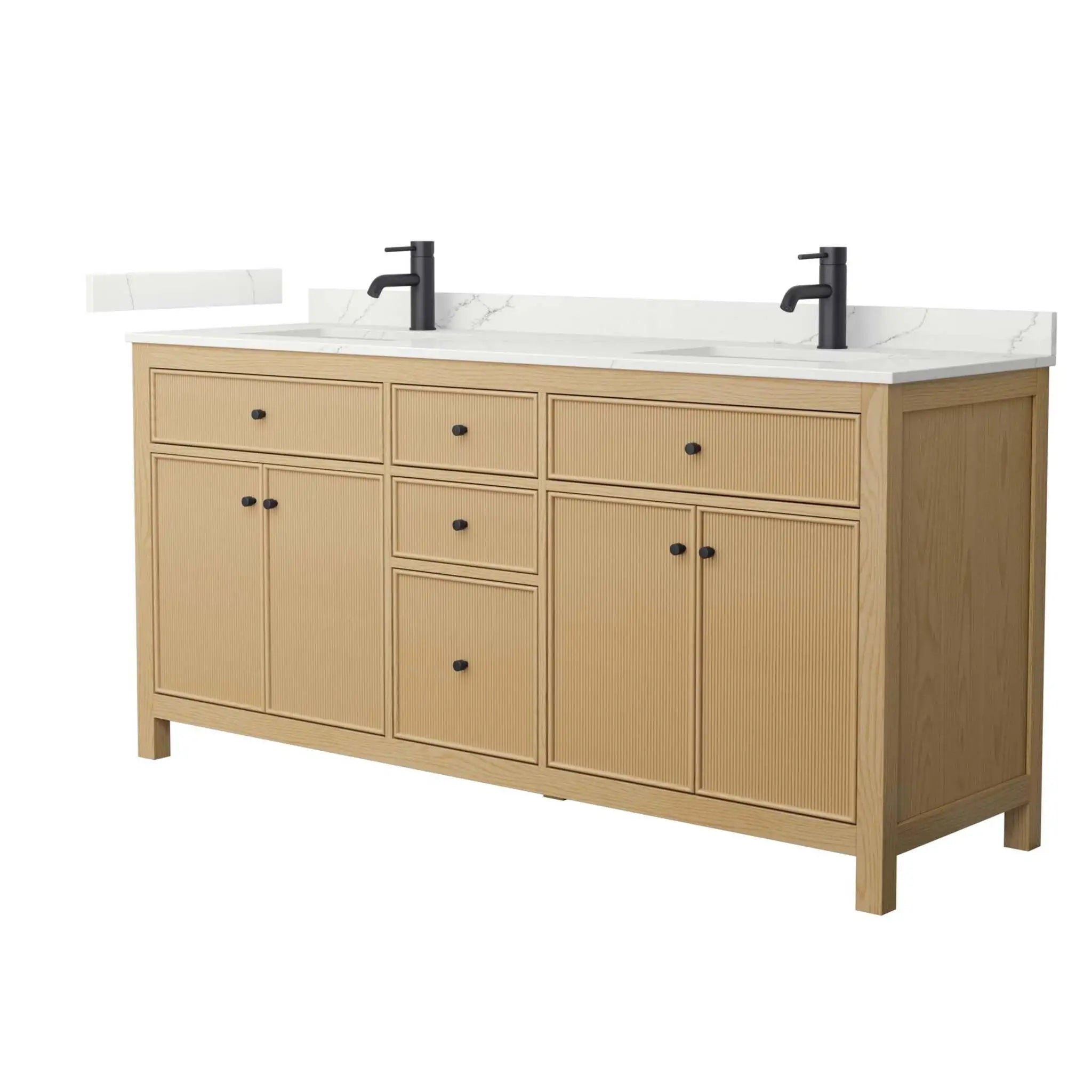 72" Pendry Double Bathroom Vanity in Tanned Oak with Matte Black Trim by Wyndham