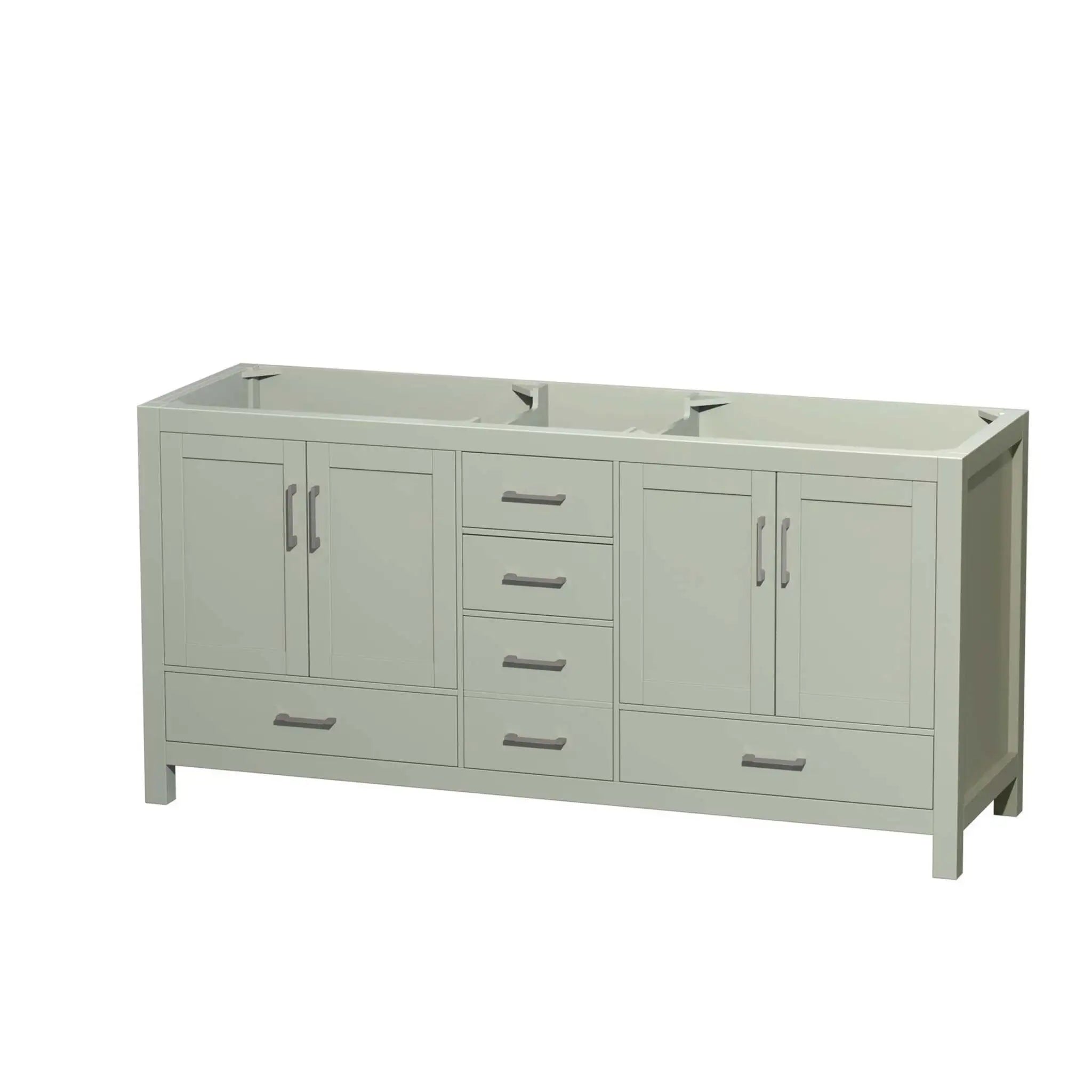 72" Sheffield 72 inch Double Bathroom Vanity in Light Green with Brushed Nickel Trim by Wyndham