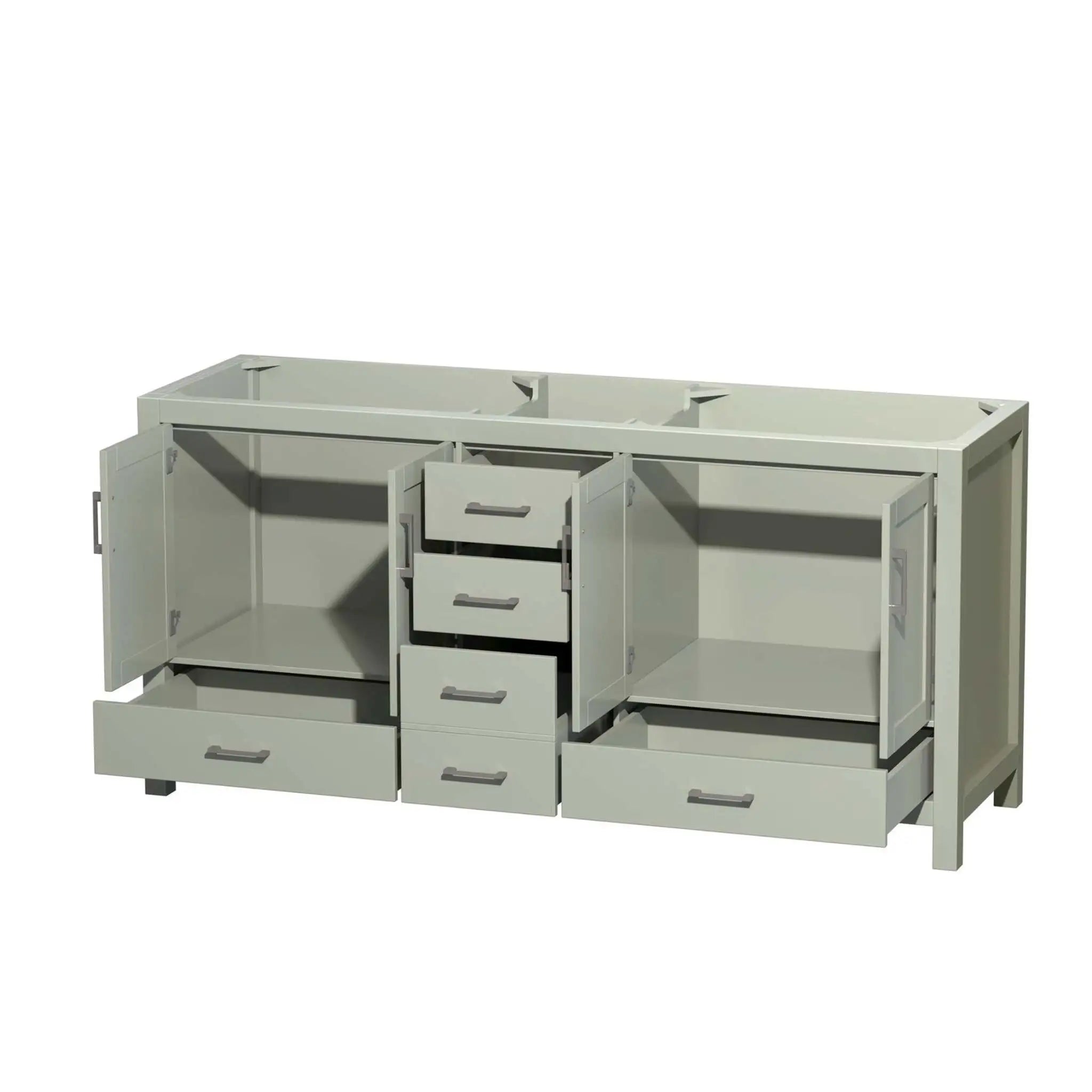72" Sheffield 72 inch Double Bathroom Vanity in Light Green with Brushed Nickel Trim by Wyndham
