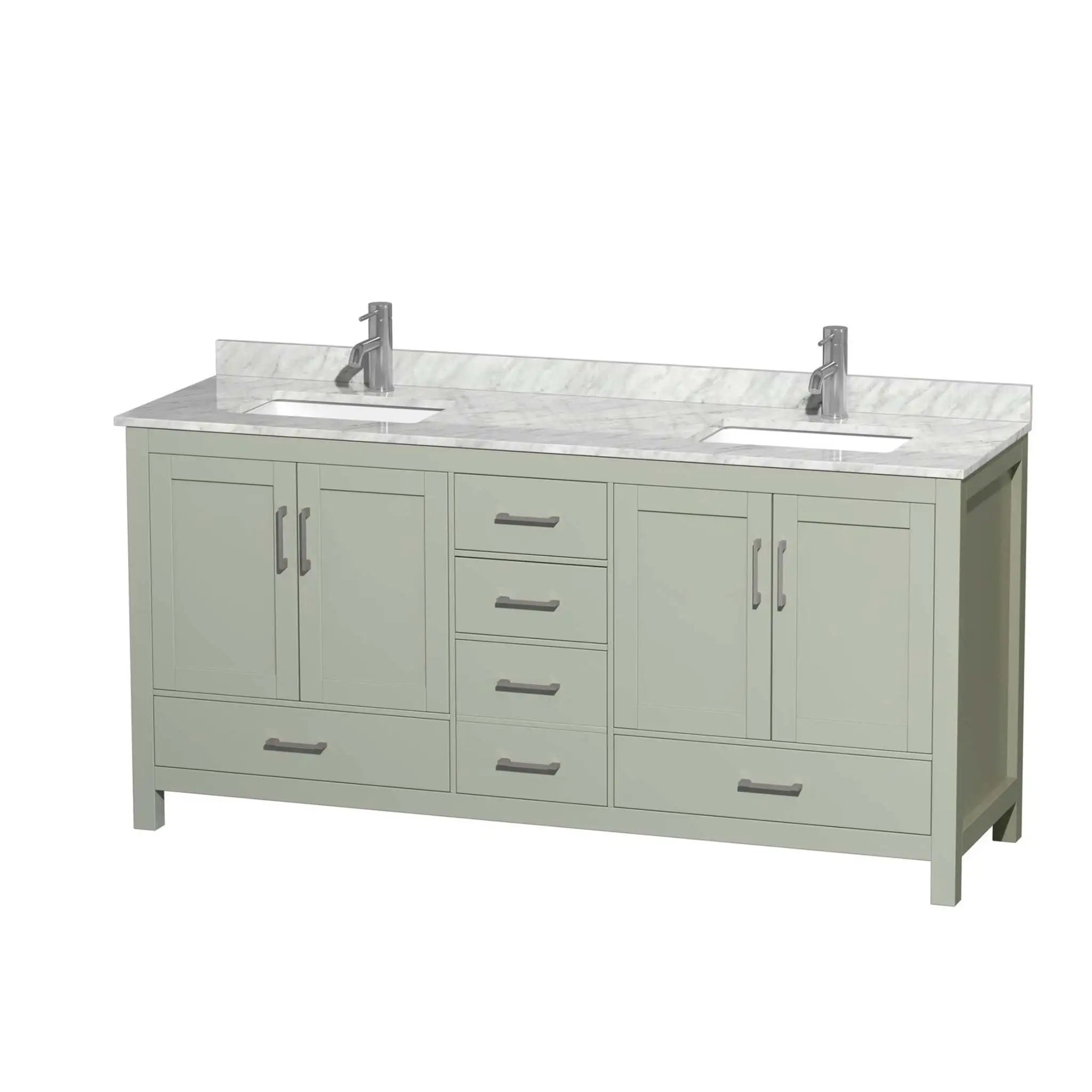 72" Sheffield 72 inch Double Bathroom Vanity in Light Green with Brushed Nickel Trim by Wyndham