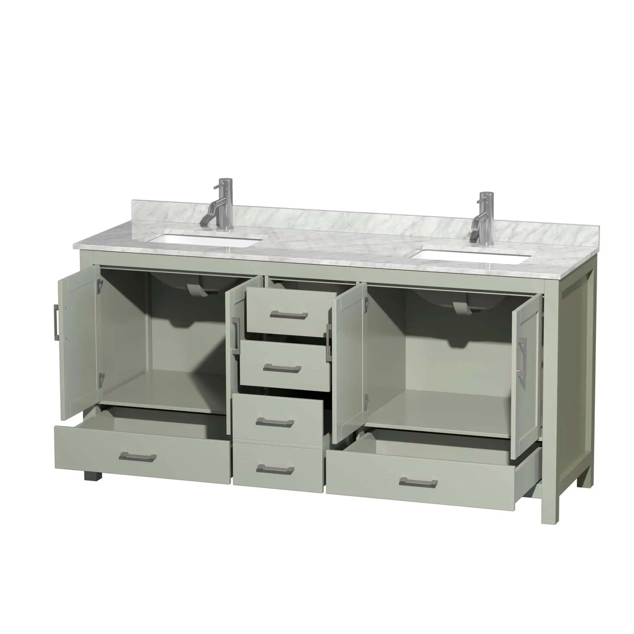 72" Sheffield 72 inch Double Bathroom Vanity in Light Green with Brushed Nickel Trim by Wyndham