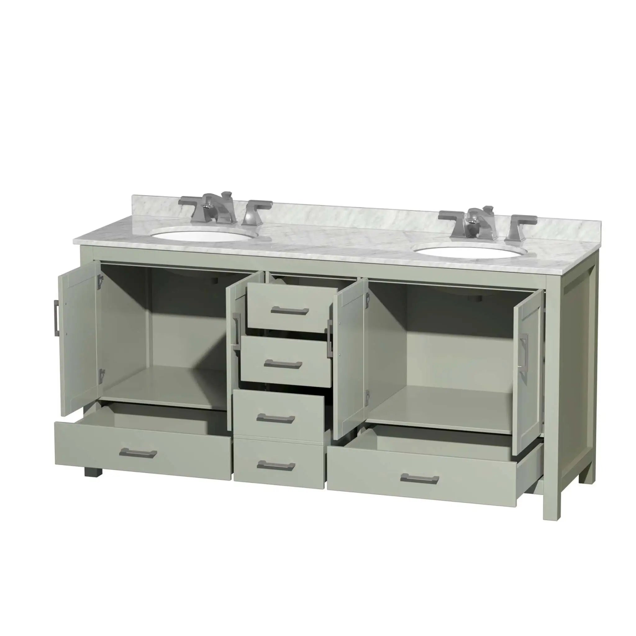 72" Sheffield 72 inch Double Bathroom Vanity in Light Green with Brushed Nickel Trim by Wyndham