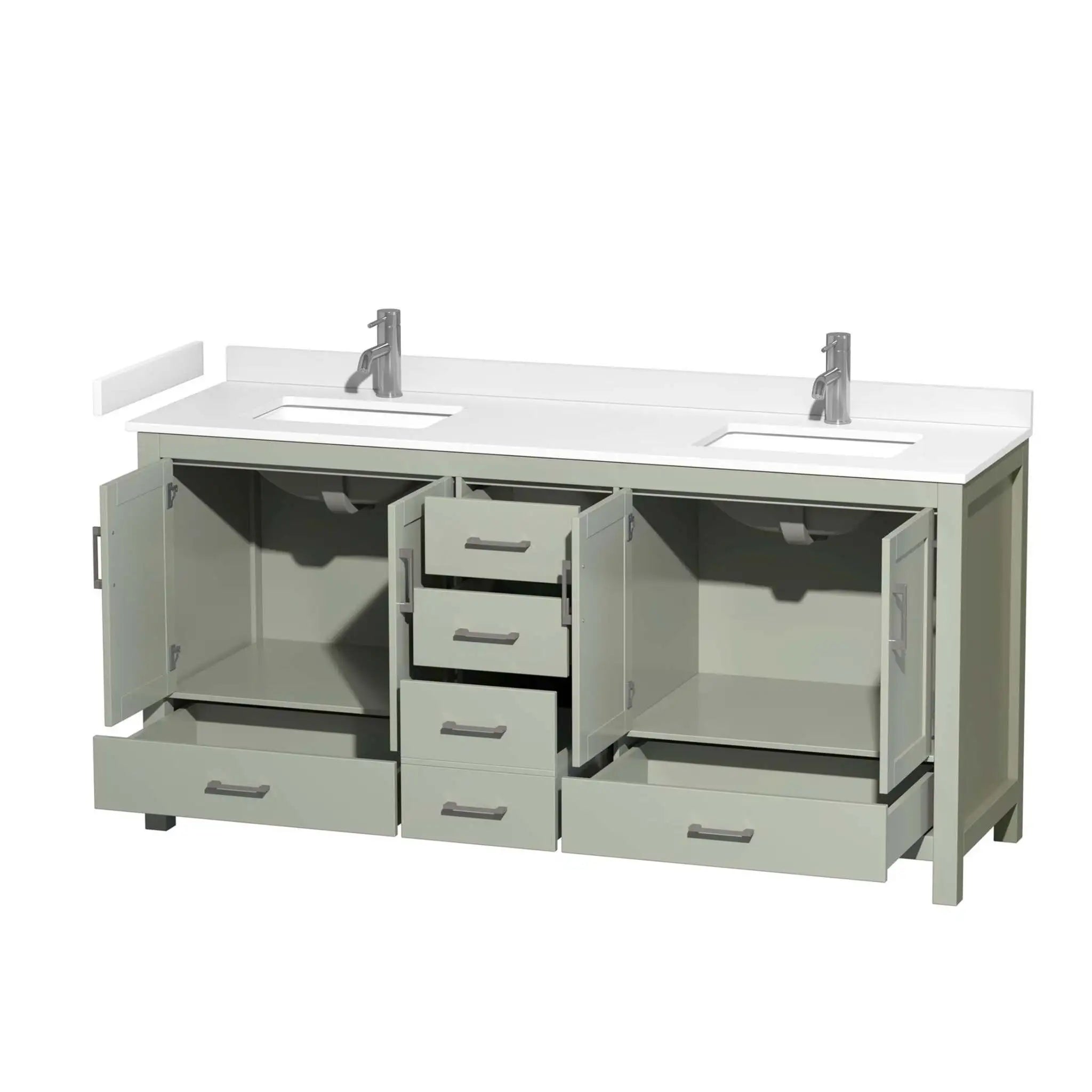 72" Sheffield 72 inch Double Bathroom Vanity in Light Green with Brushed Nickel Trim by Wyndham