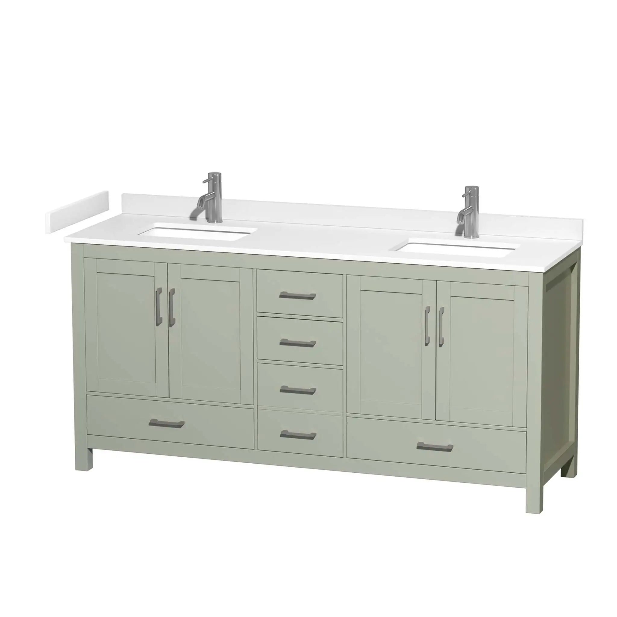 72" Sheffield 72 inch Double Bathroom Vanity in Light Green with Brushed Nickel Trim by Wyndham