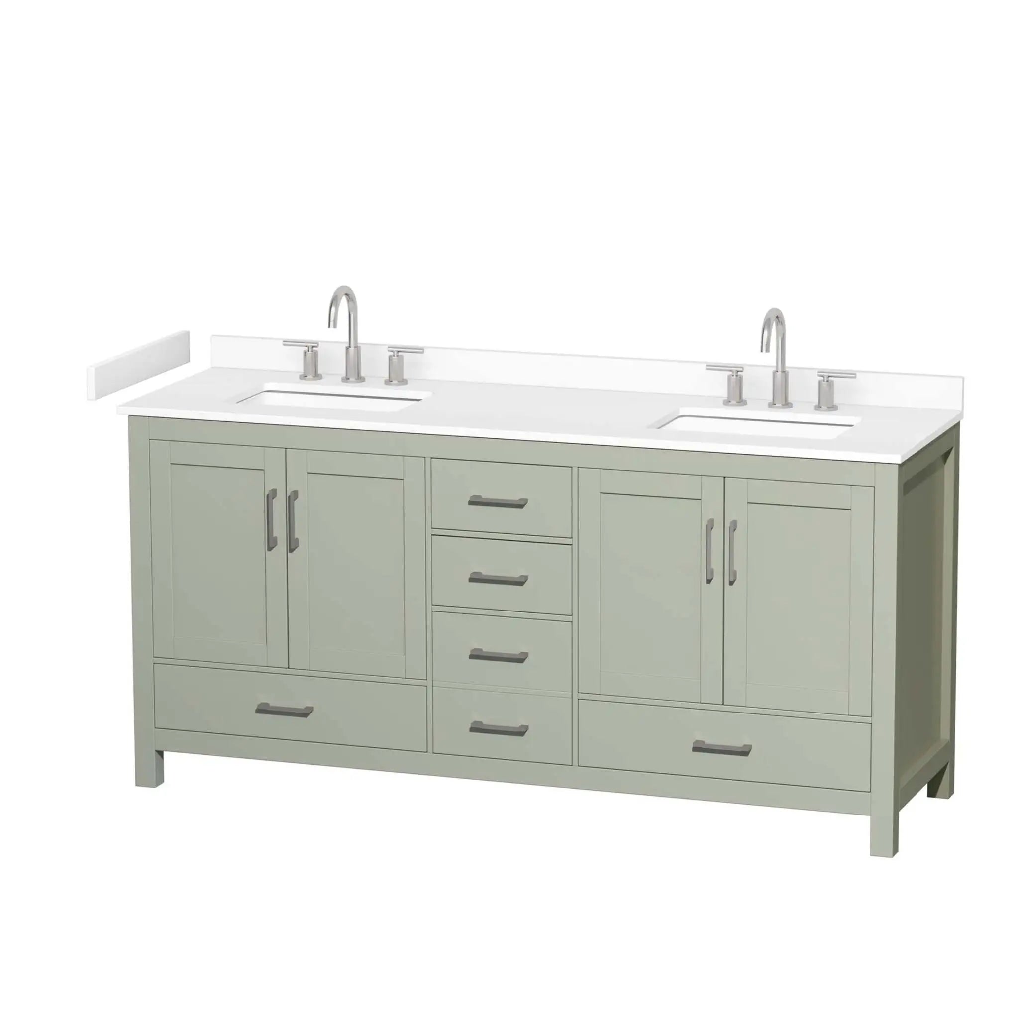 72" Sheffield 72 inch Double Bathroom Vanity in Light Green with Brushed Nickel Trim by Wyndham