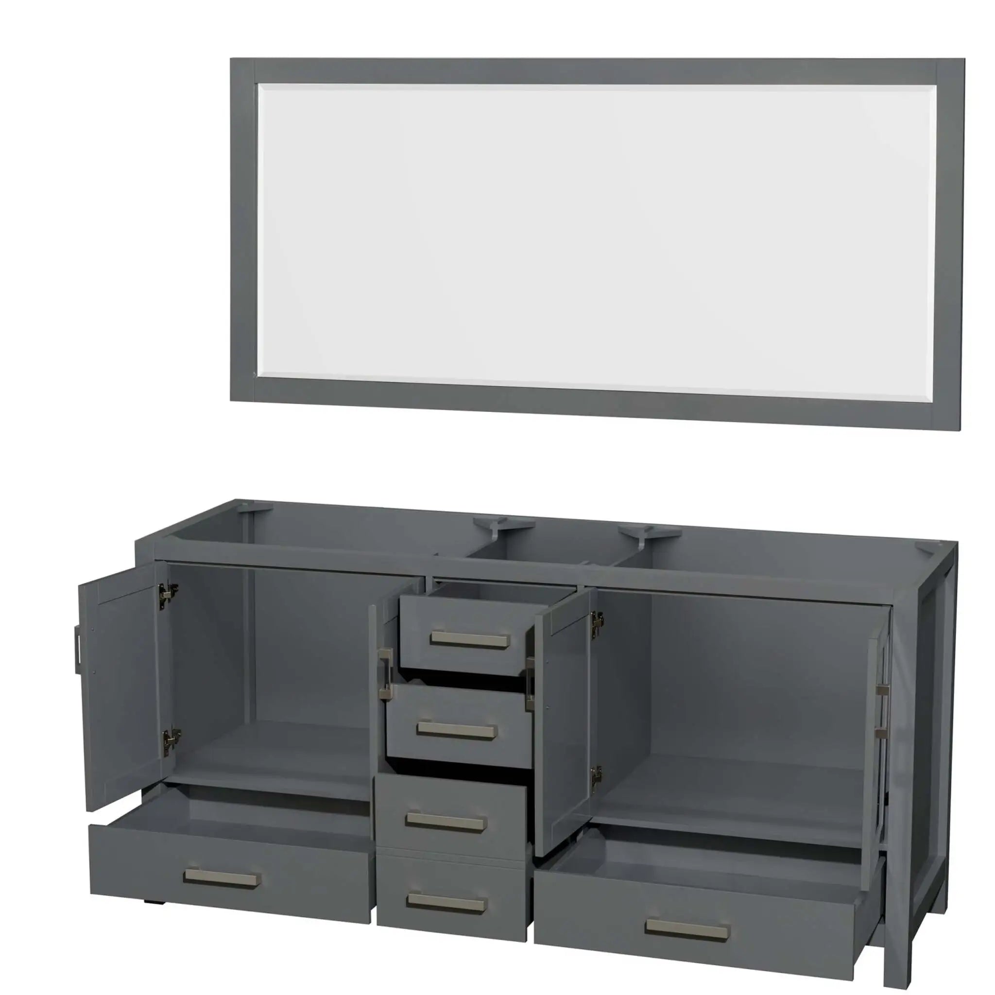 72" Sheffield Double Bathroom Vanity in Dark Gray with Brushed Chrome Trim & 70" Mirror by Wyndham