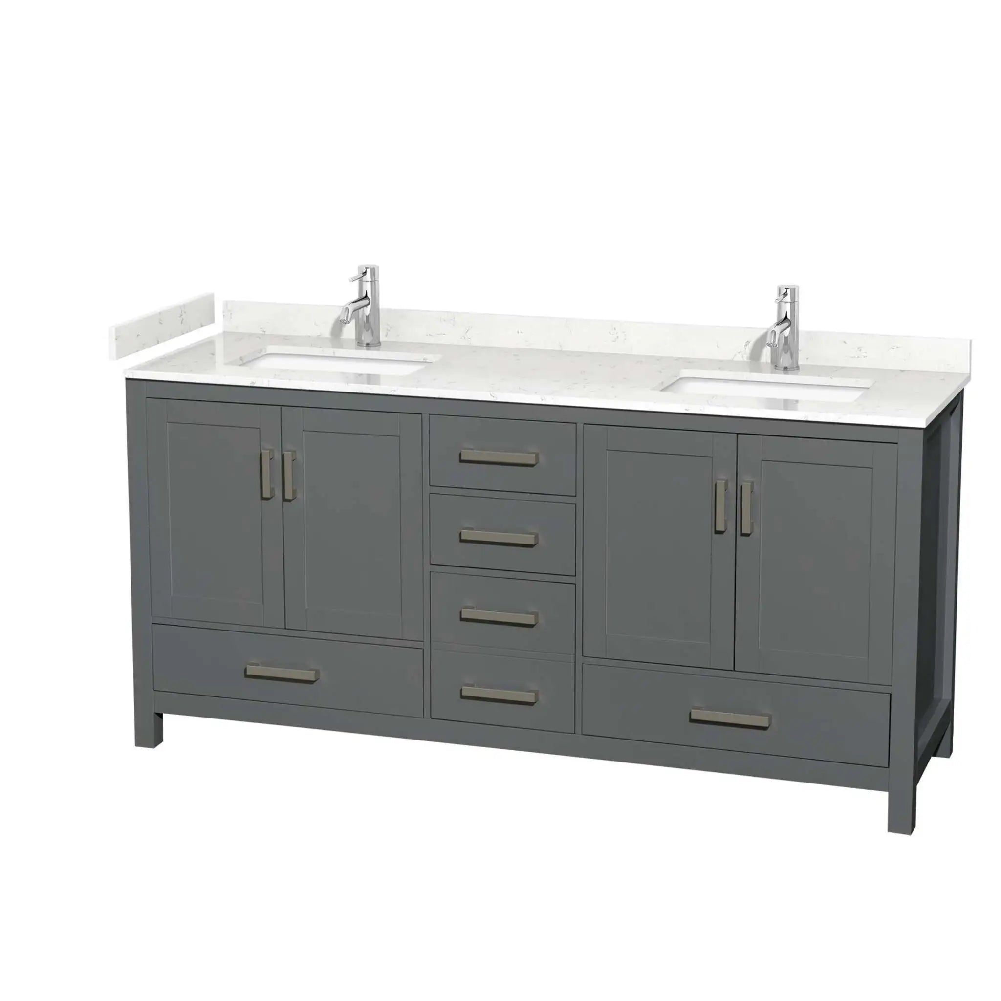 72" Sheffield Double Bathroom Vanity in Dark Gray with Brushed Chrome Trim by Wyndham