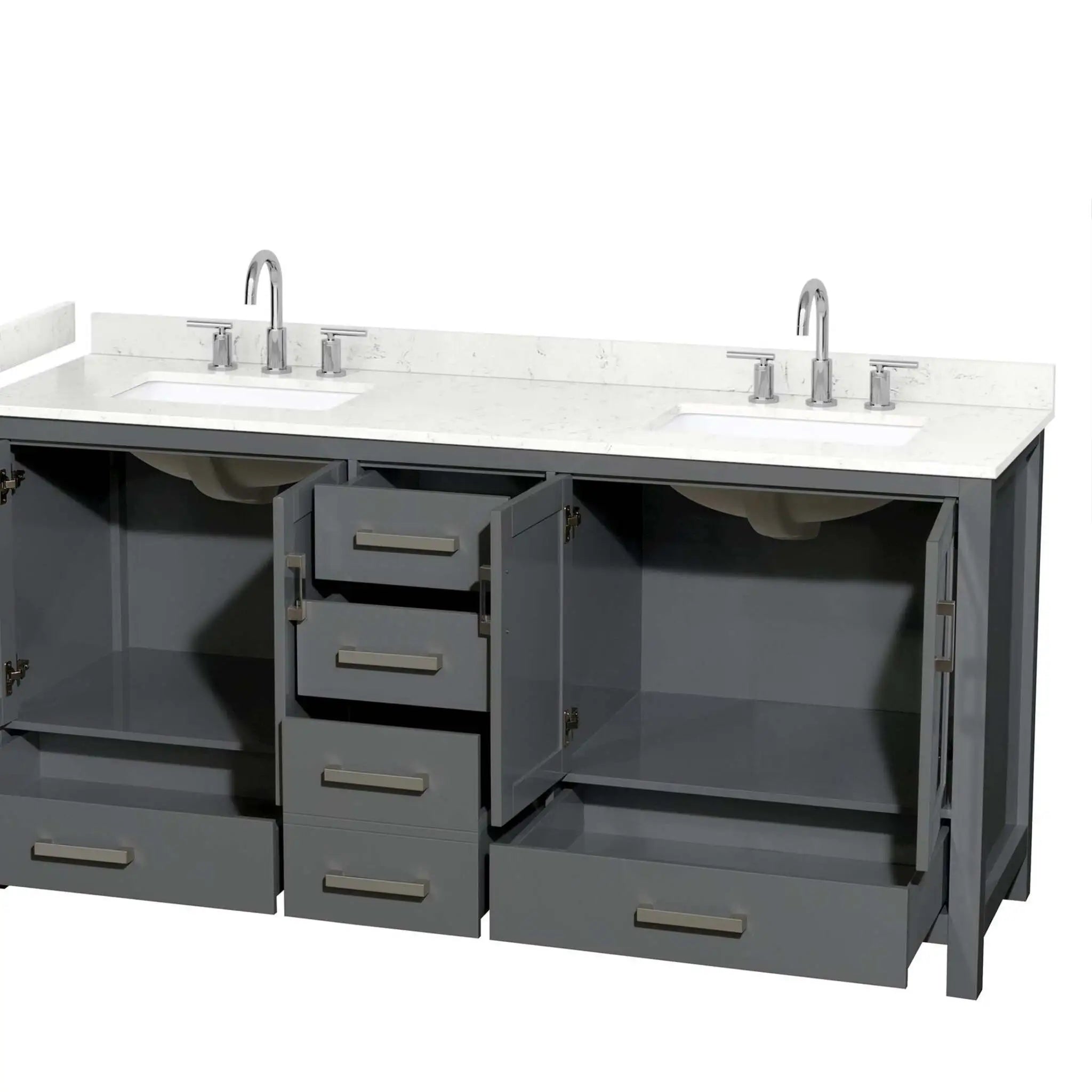 72" Sheffield Double Bathroom Vanity in Dark Gray with Brushed Chrome Trim by Wyndham
