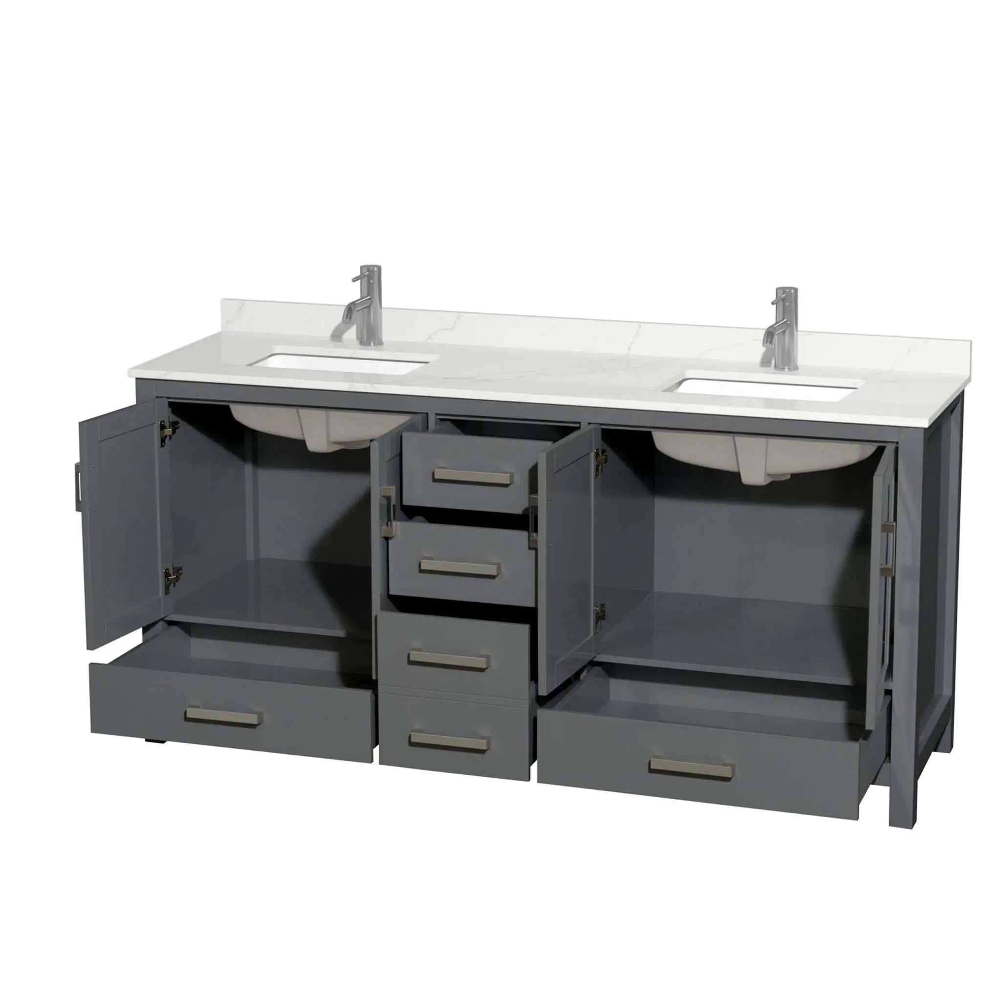 72" Sheffield Double Bathroom Vanity in Dark Gray with Brushed Chrome Trim by Wyndham