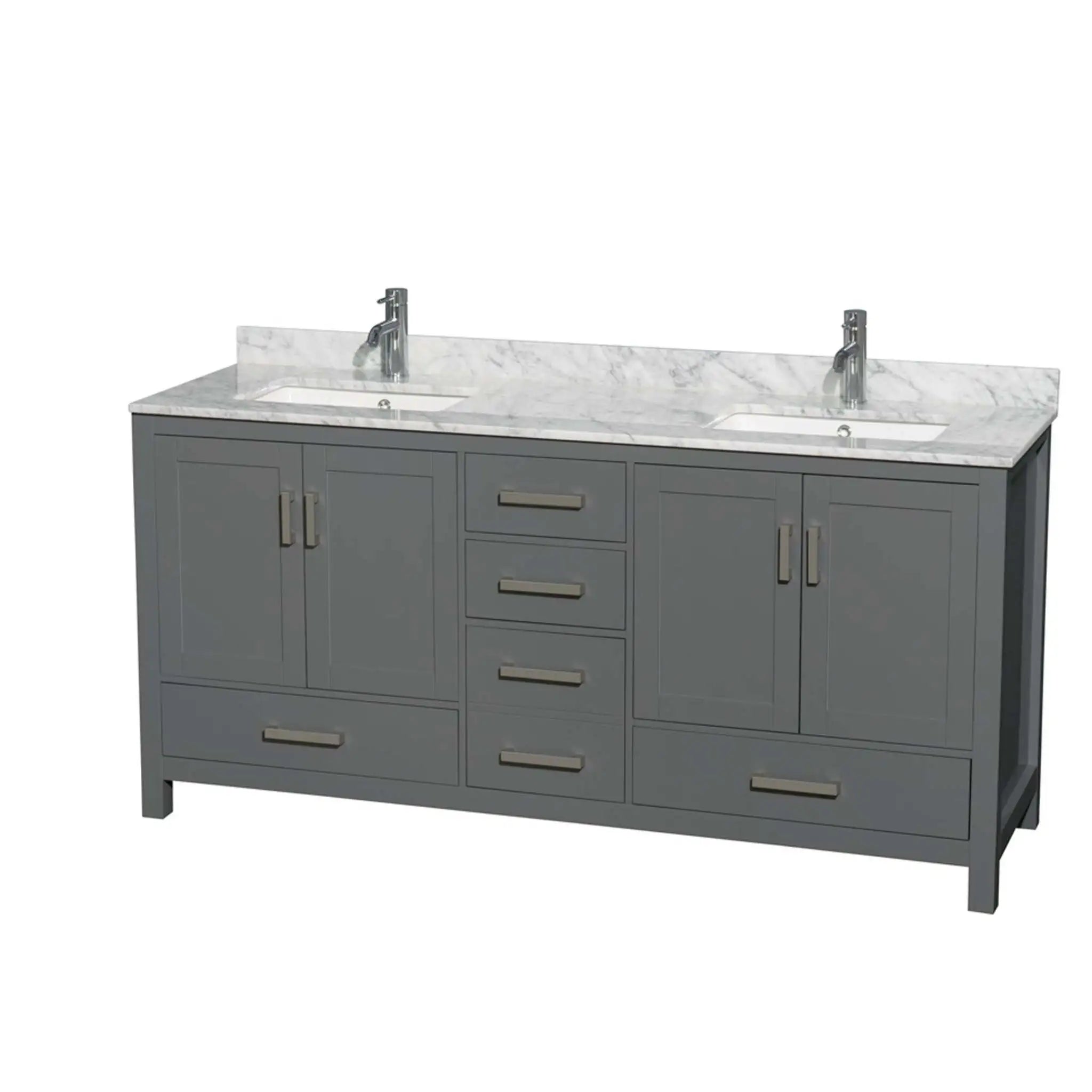 72" Sheffield Double Bathroom Vanity in Dark Gray with Brushed Chrome Trim by Wyndham