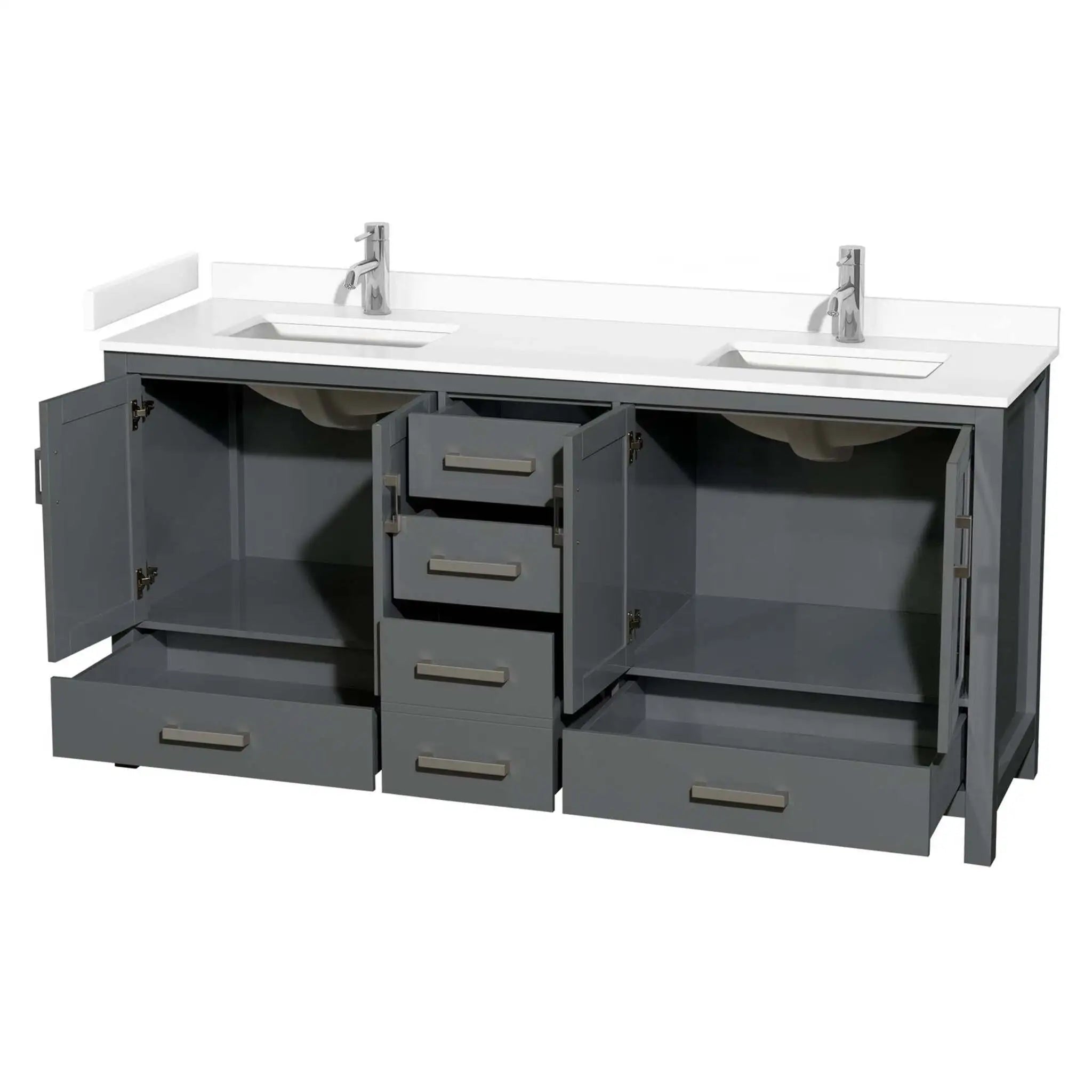 72" Sheffield Double Bathroom Vanity in Dark Gray with Brushed Chrome Trim by Wyndham