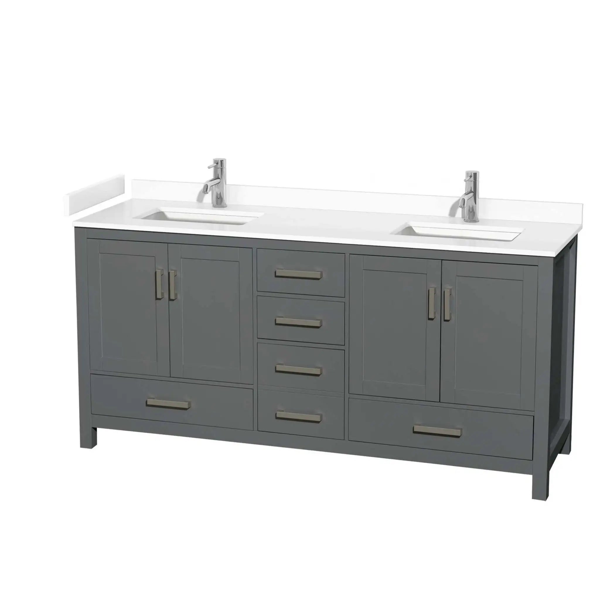 72" Sheffield Double Bathroom Vanity in Dark Gray with Brushed Chrome Trim by Wyndham