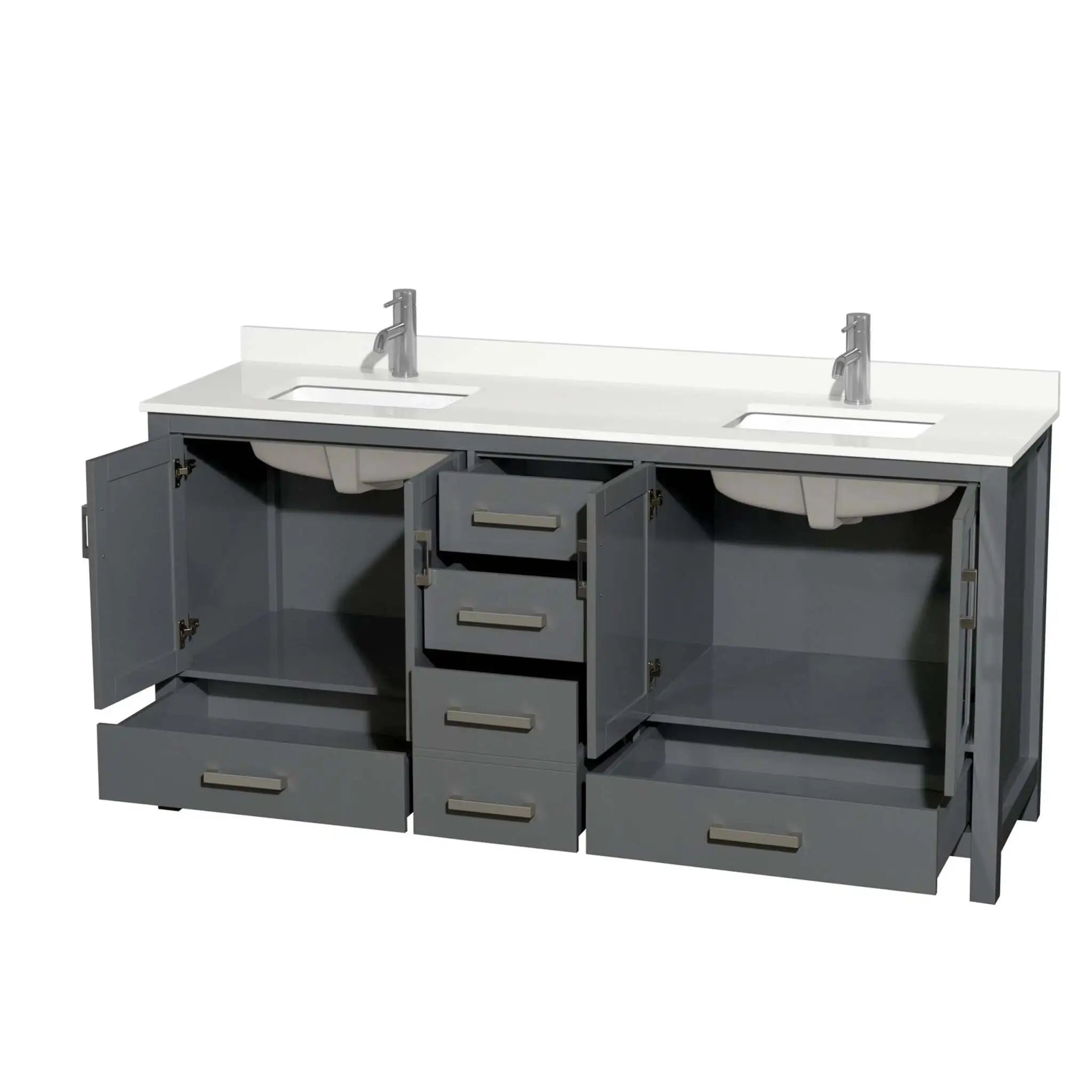 72" Sheffield Double Bathroom Vanity in Dark Gray with Brushed Chrome Trim by Wyndham