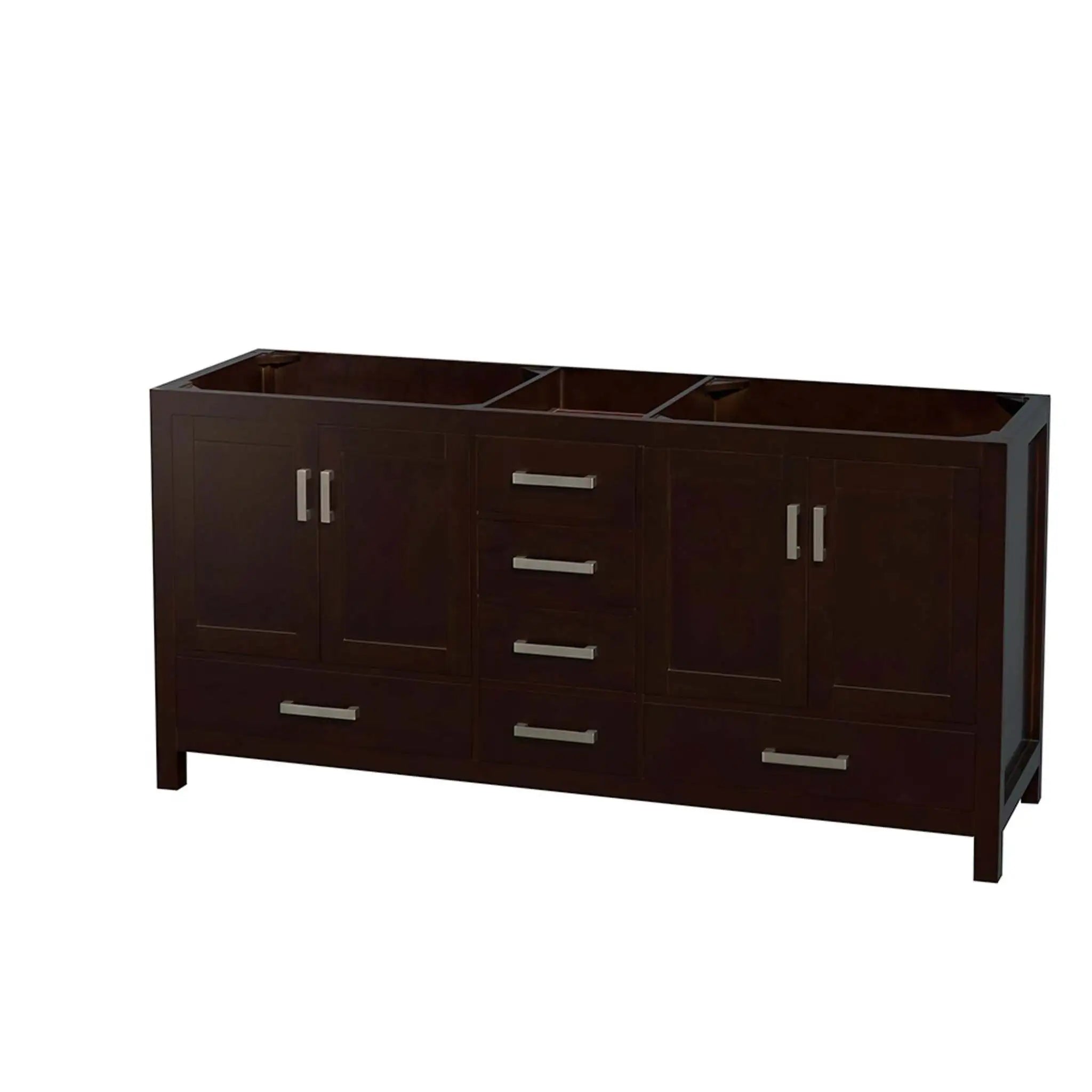 72" Sheffield Double Bathroom Vanity in Espresso with Brushed Chrome Trim by Wyndham