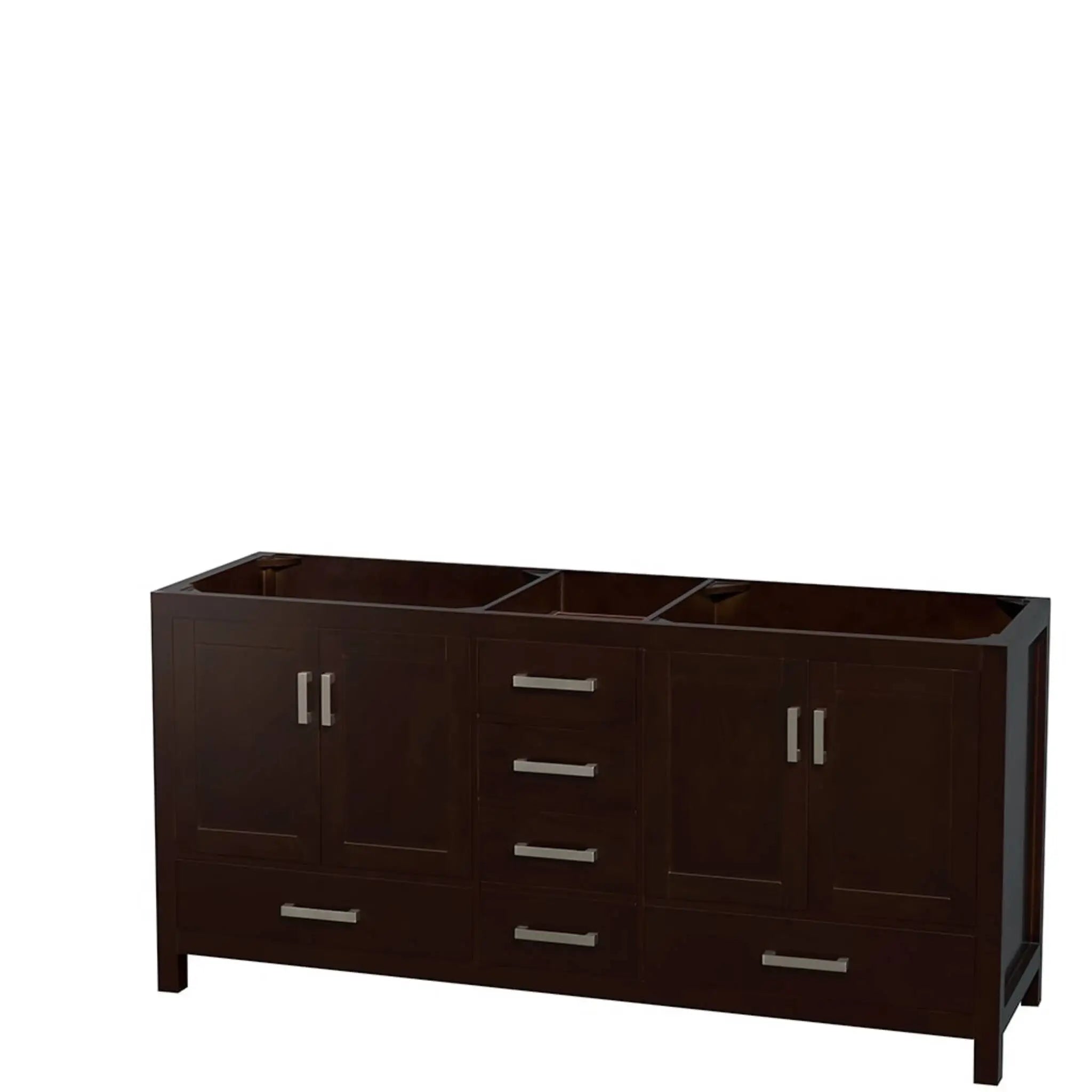 72" Sheffield Double Bathroom Vanity in Espresso with Brushed Chrome Trim & Medicine Cabinet by Wyndham