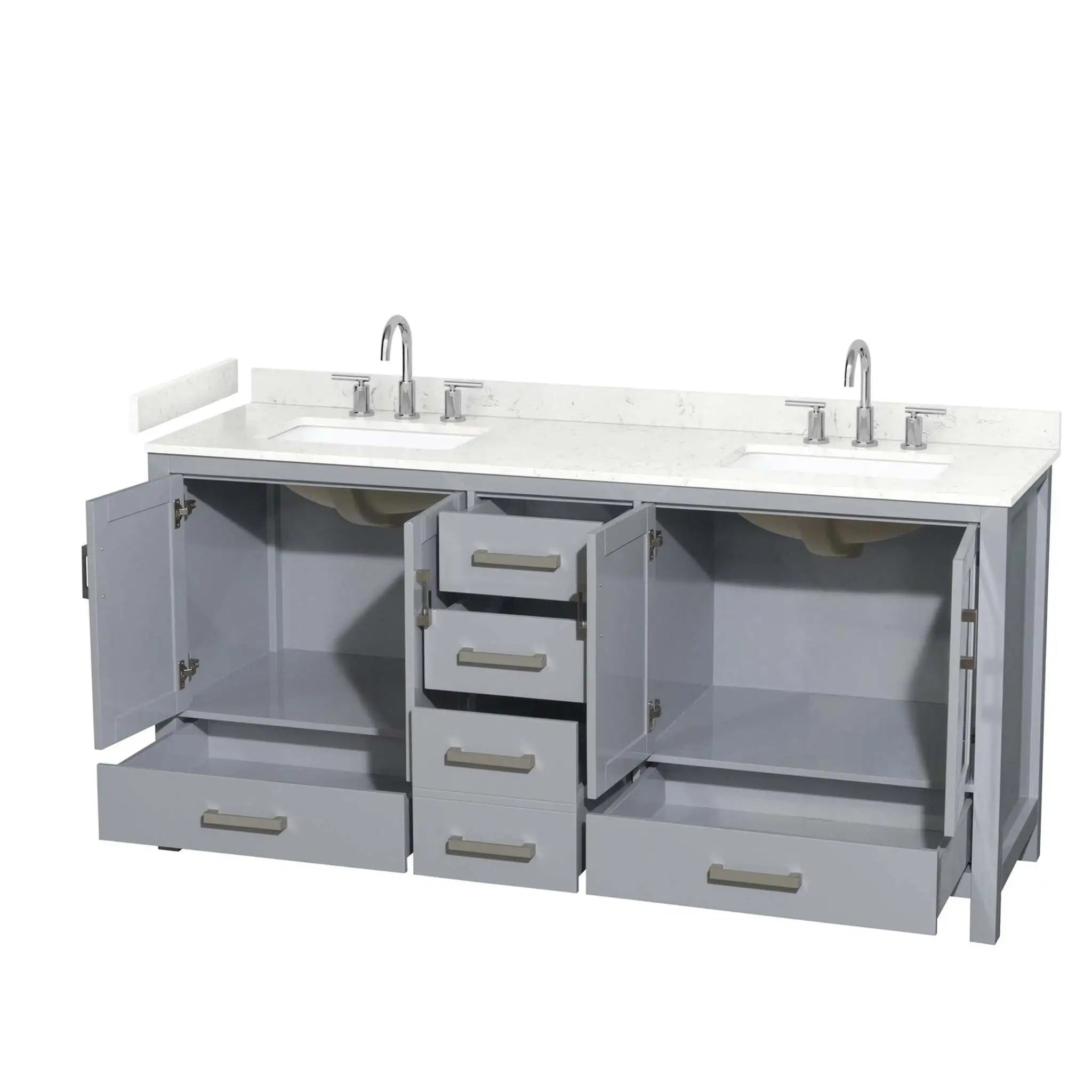 72" Sheffield Double Bathroom Vanity in Gray with Brushed Chrome Trim by Wyndham