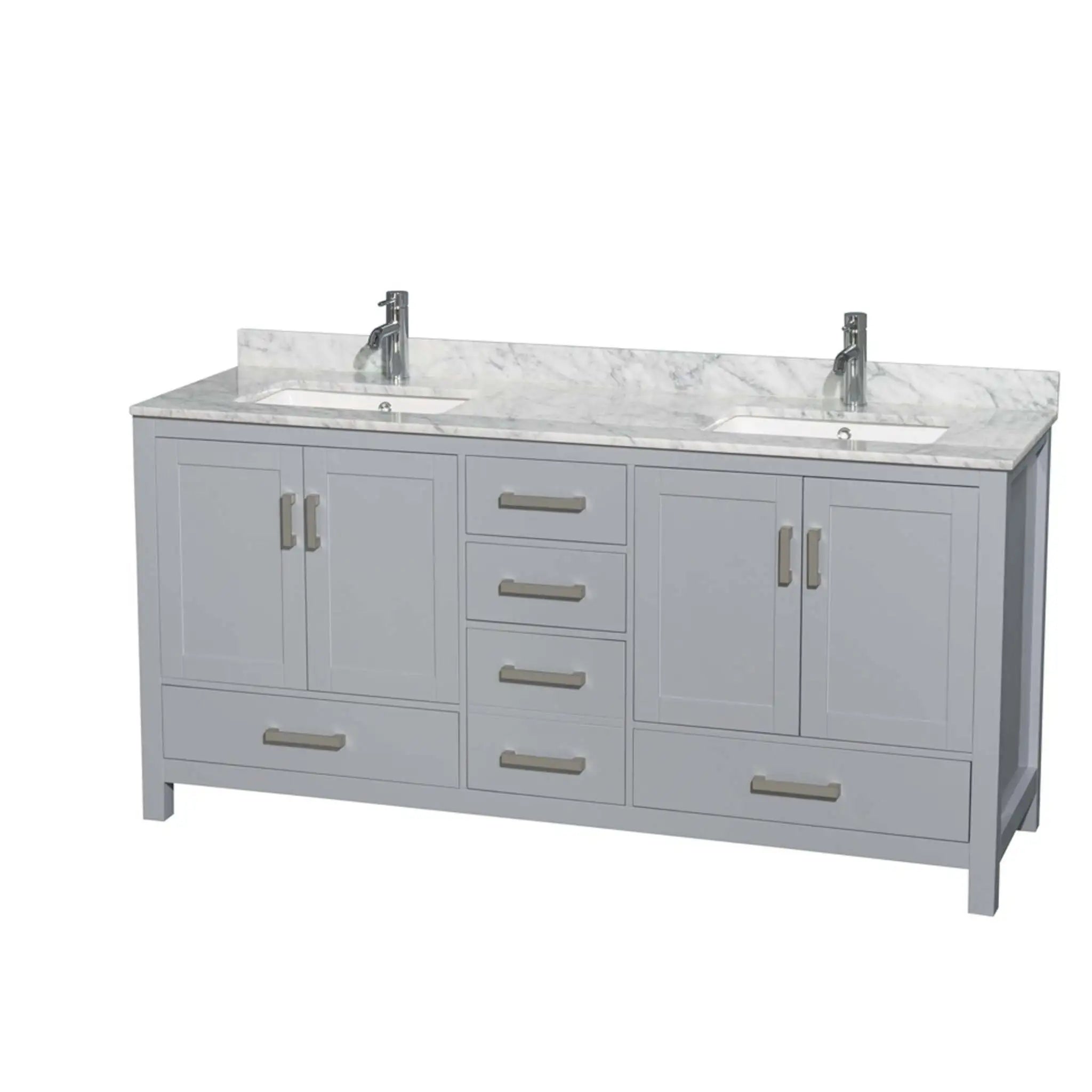 72" Sheffield Double Bathroom Vanity in Gray with Brushed Chrome Trim by Wyndham