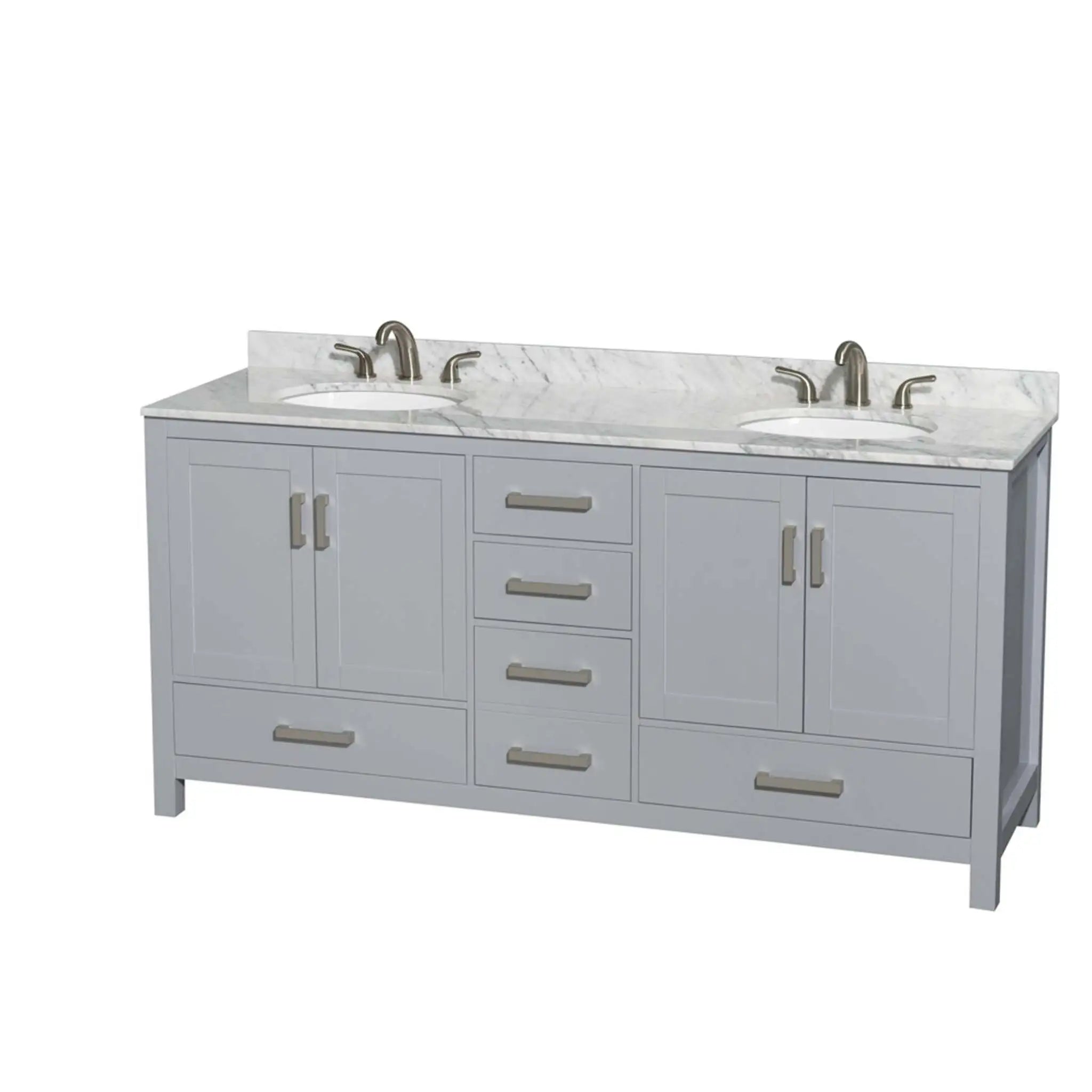 72" Sheffield Double Bathroom Vanity in Gray with Brushed Chrome Trim by Wyndham