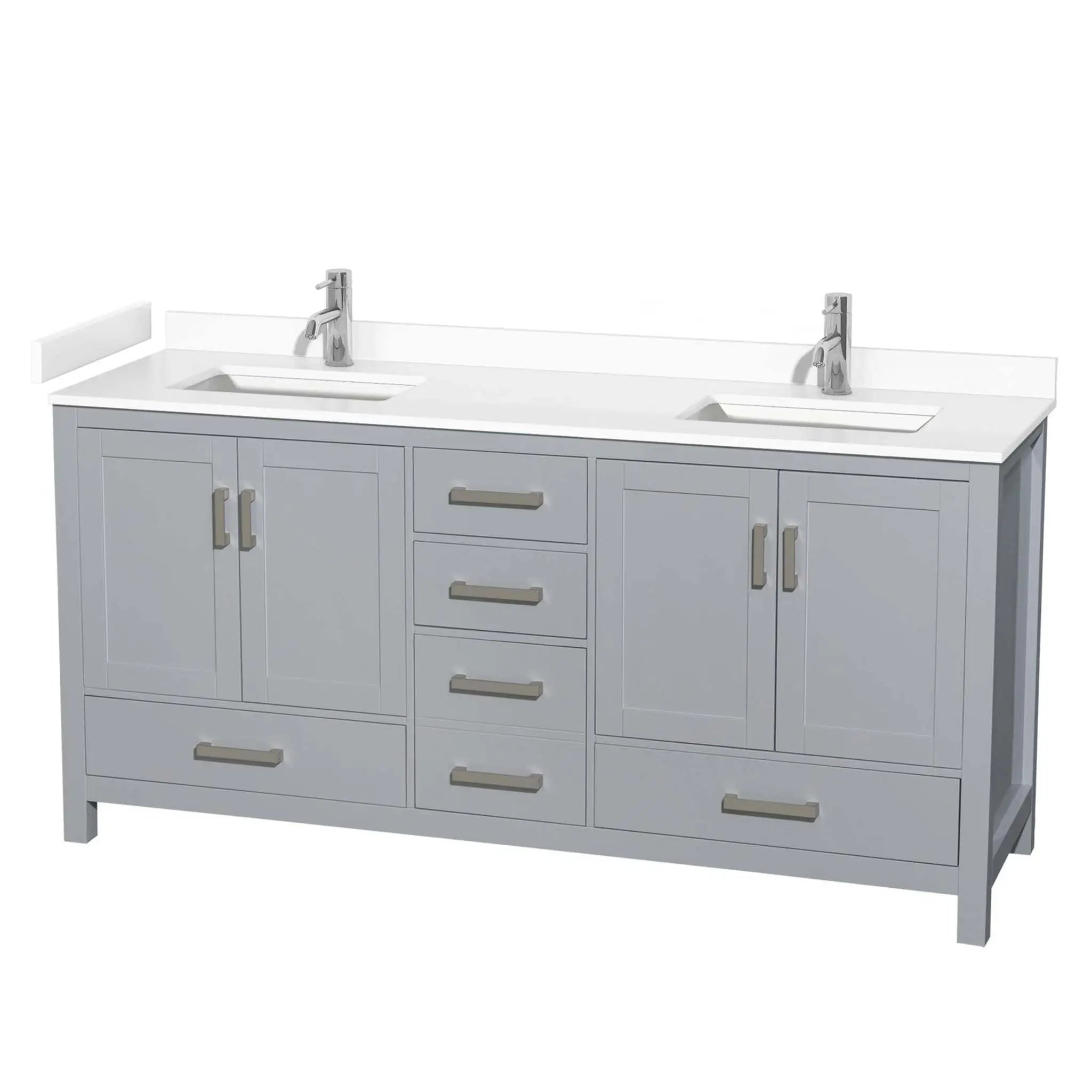 72" Sheffield Double Bathroom Vanity in Gray with Brushed Chrome Trim by Wyndham