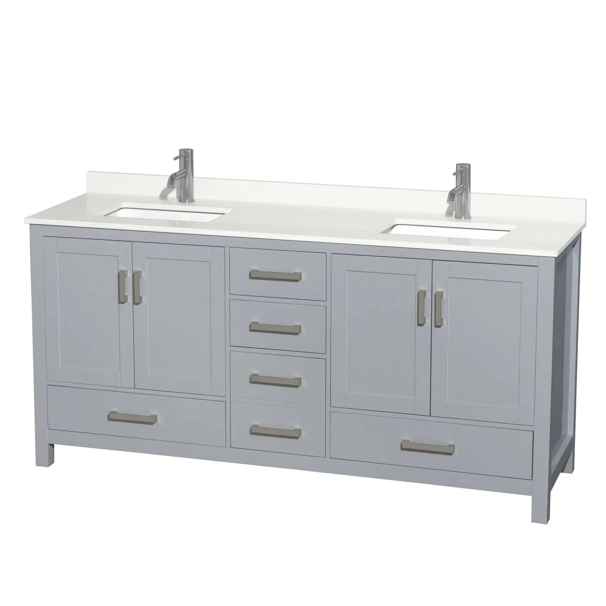 72" Sheffield Double Bathroom Vanity in Gray with Brushed Chrome Trim by Wyndham