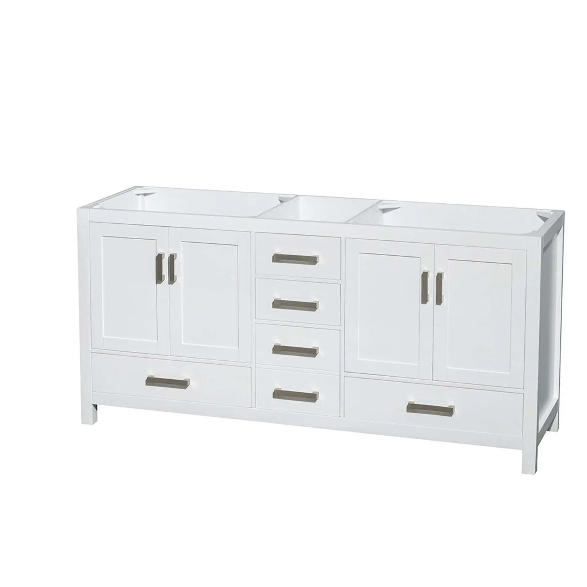 72" Sheffield Double Bathroom Vanity in White with Brushed Chrome Trim by Wyndham