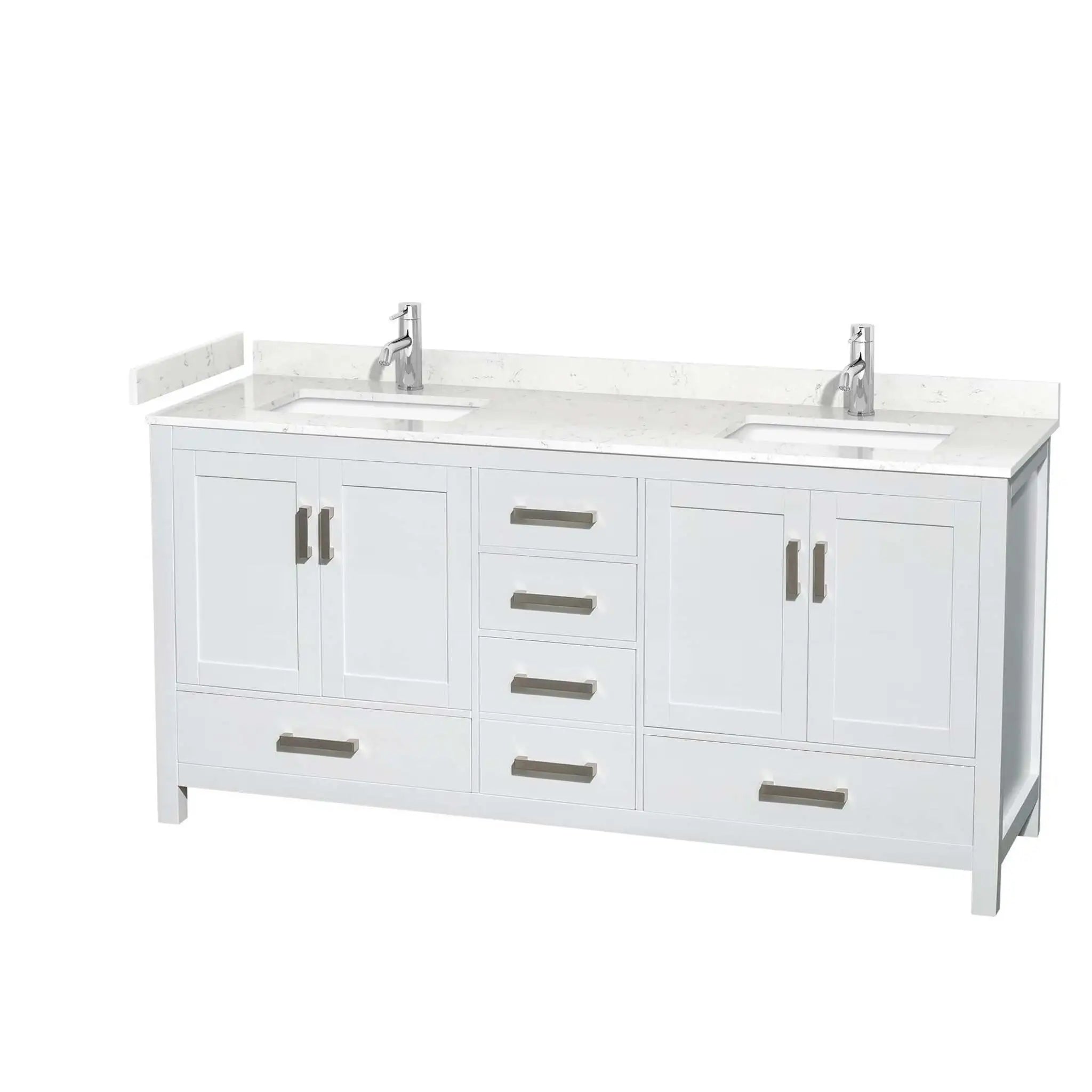 72" Sheffield Double Bathroom Vanity in White with Brushed Chrome Trim by Wyndham